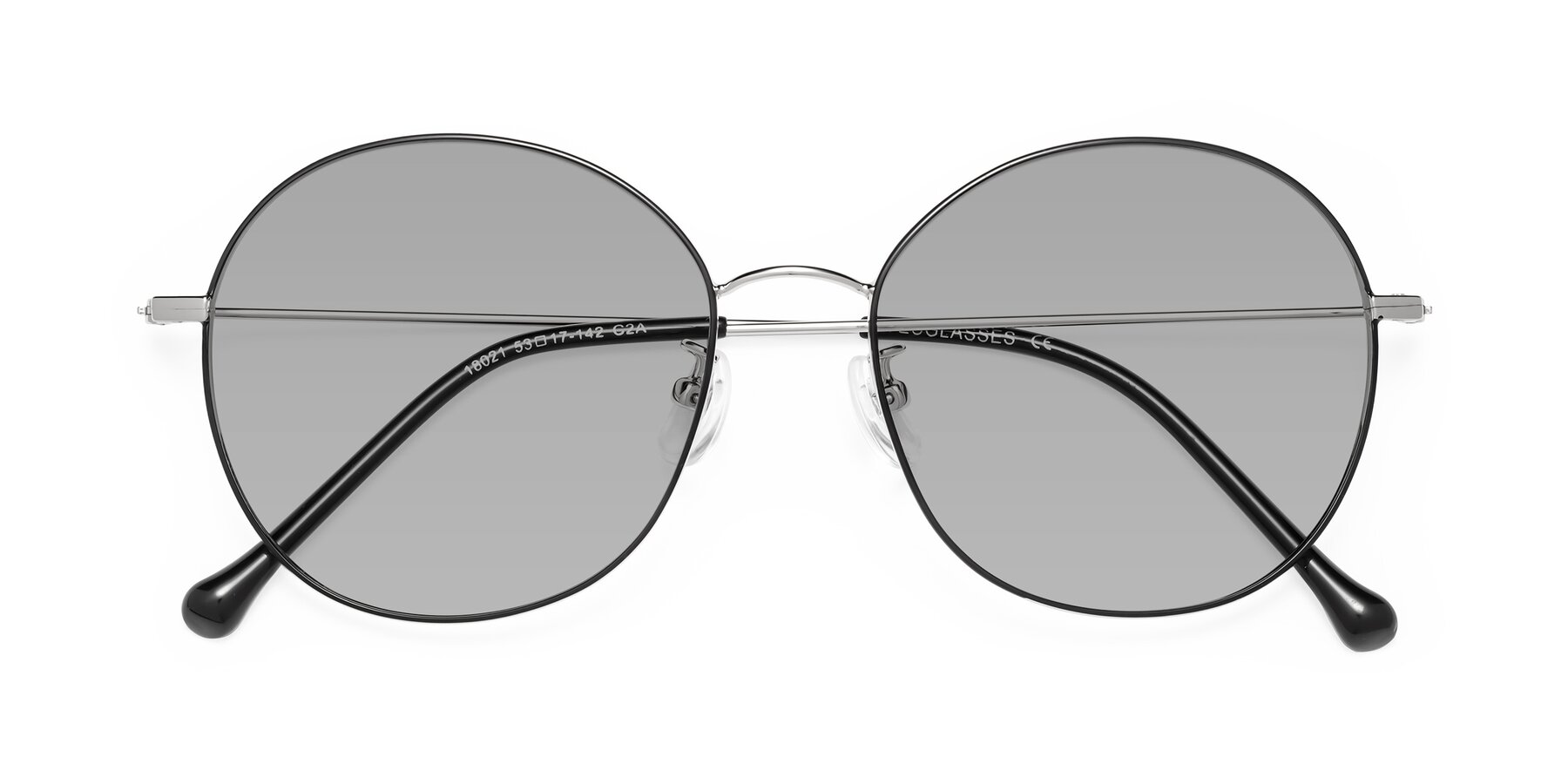 Folded Front of Dallas in Black-Silver with Light Gray Tinted Lenses