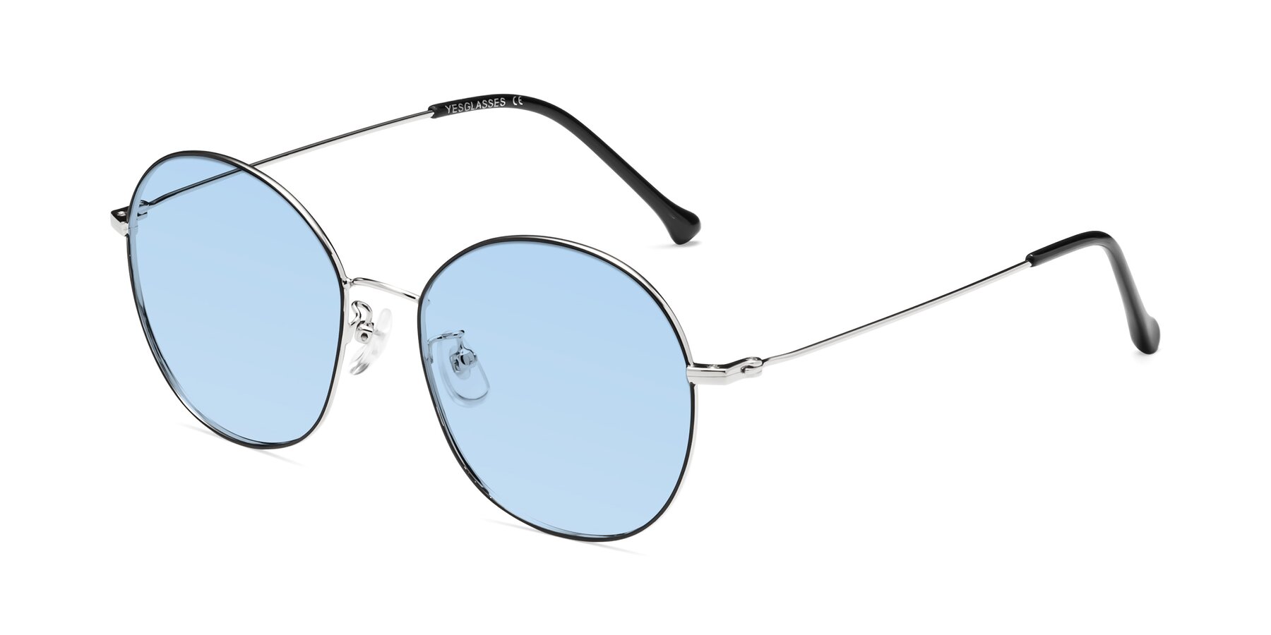 Angle of Dallas in Black-Silver with Light Blue Tinted Lenses