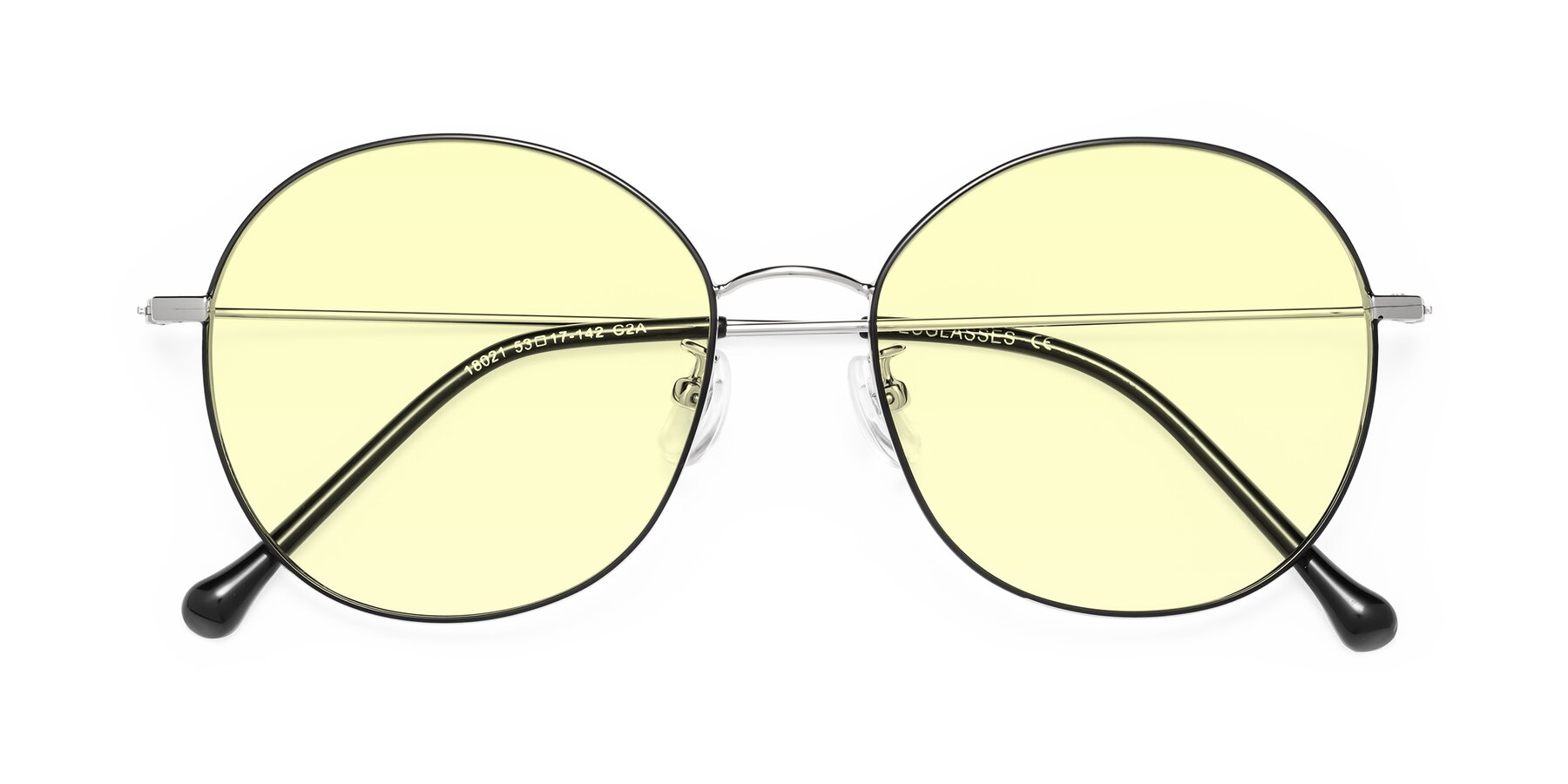 Folded Front of Dallas in Black-Silver with Light Yellow Tinted Lenses