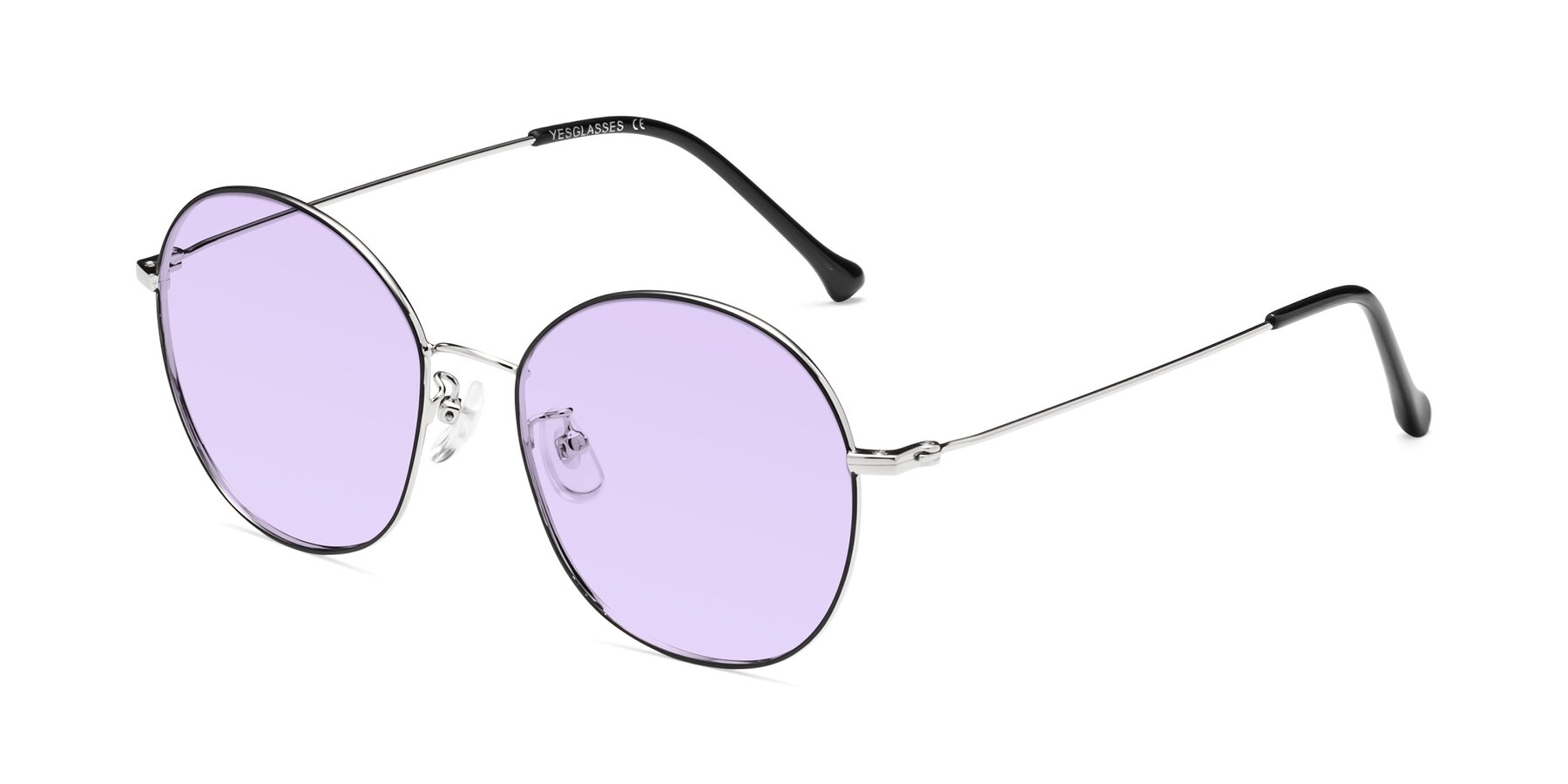 Angle of Dallas in Black-Silver with Light Purple Tinted Lenses