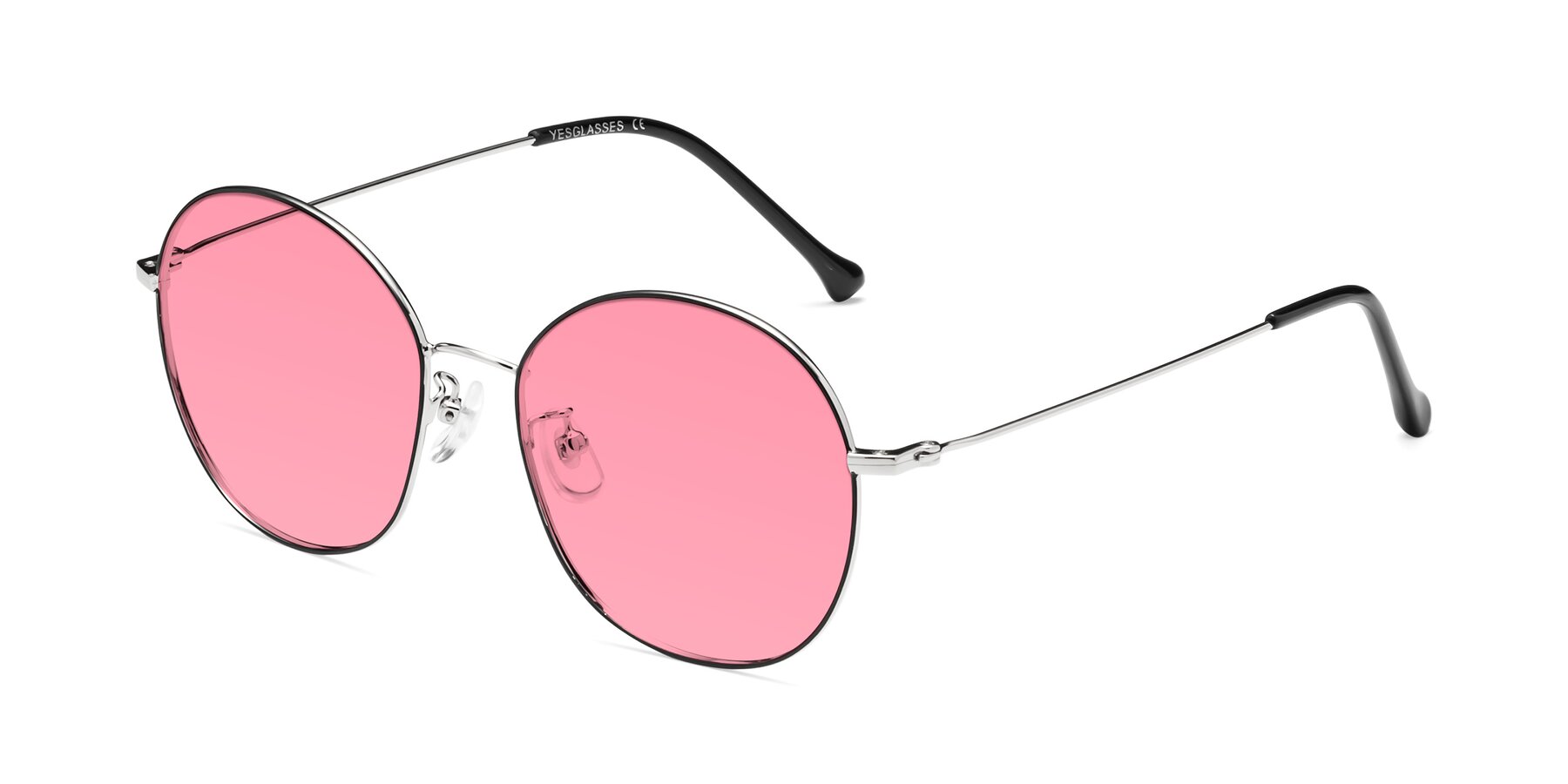 Angle of Dallas in Black-Silver with Pink Tinted Lenses