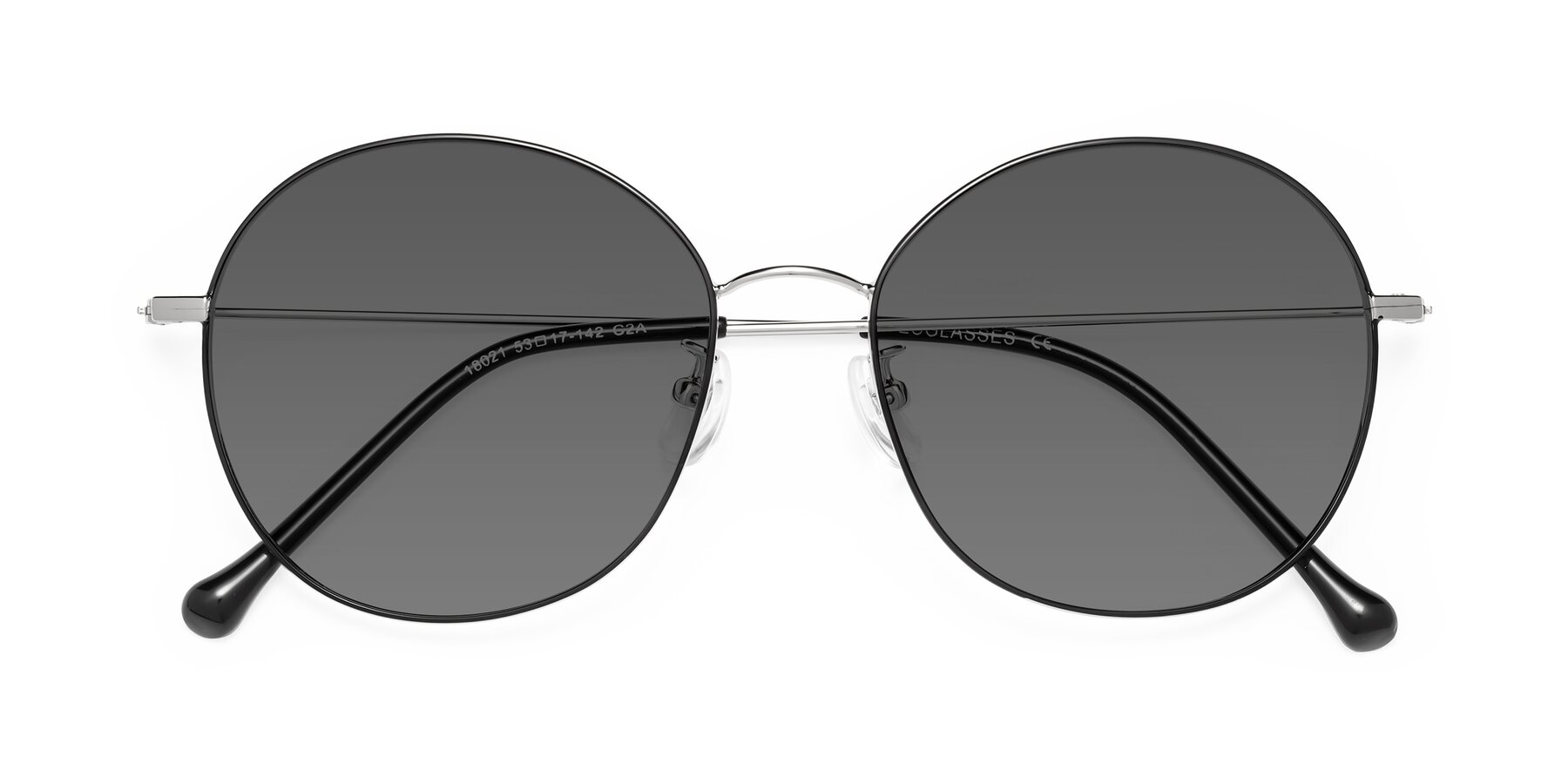 Folded Front of Dallas in Black-Silver with Medium Gray Tinted Lenses