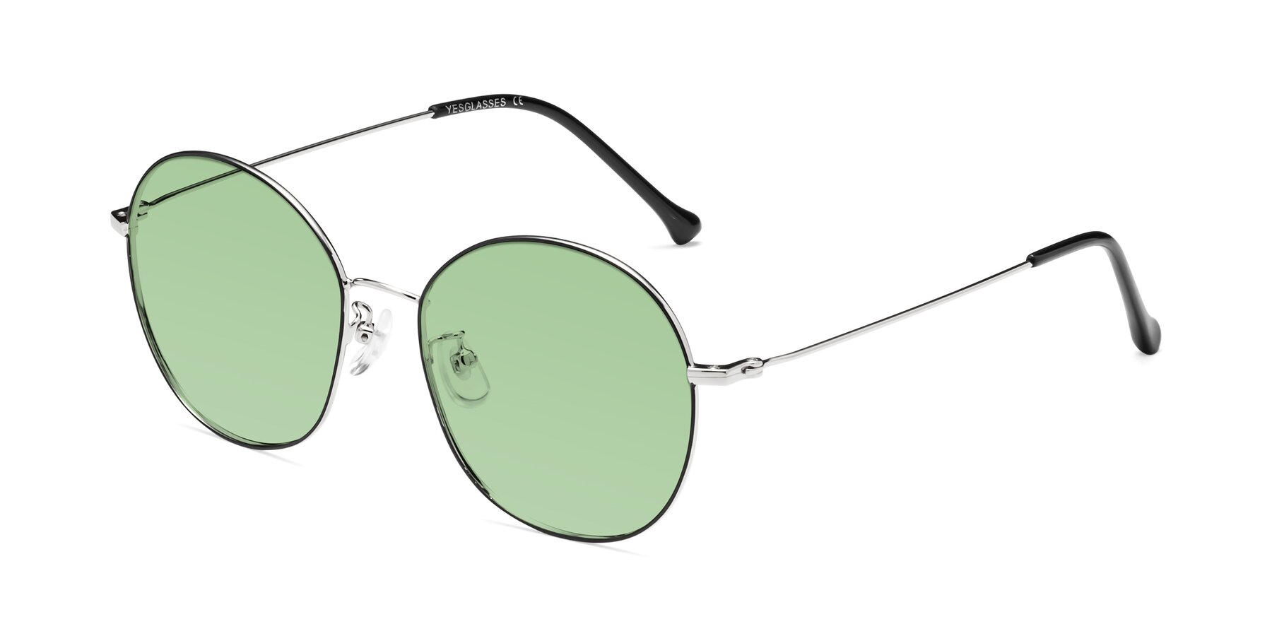 Angle of Dallas in Black-Silver with Medium Green Tinted Lenses