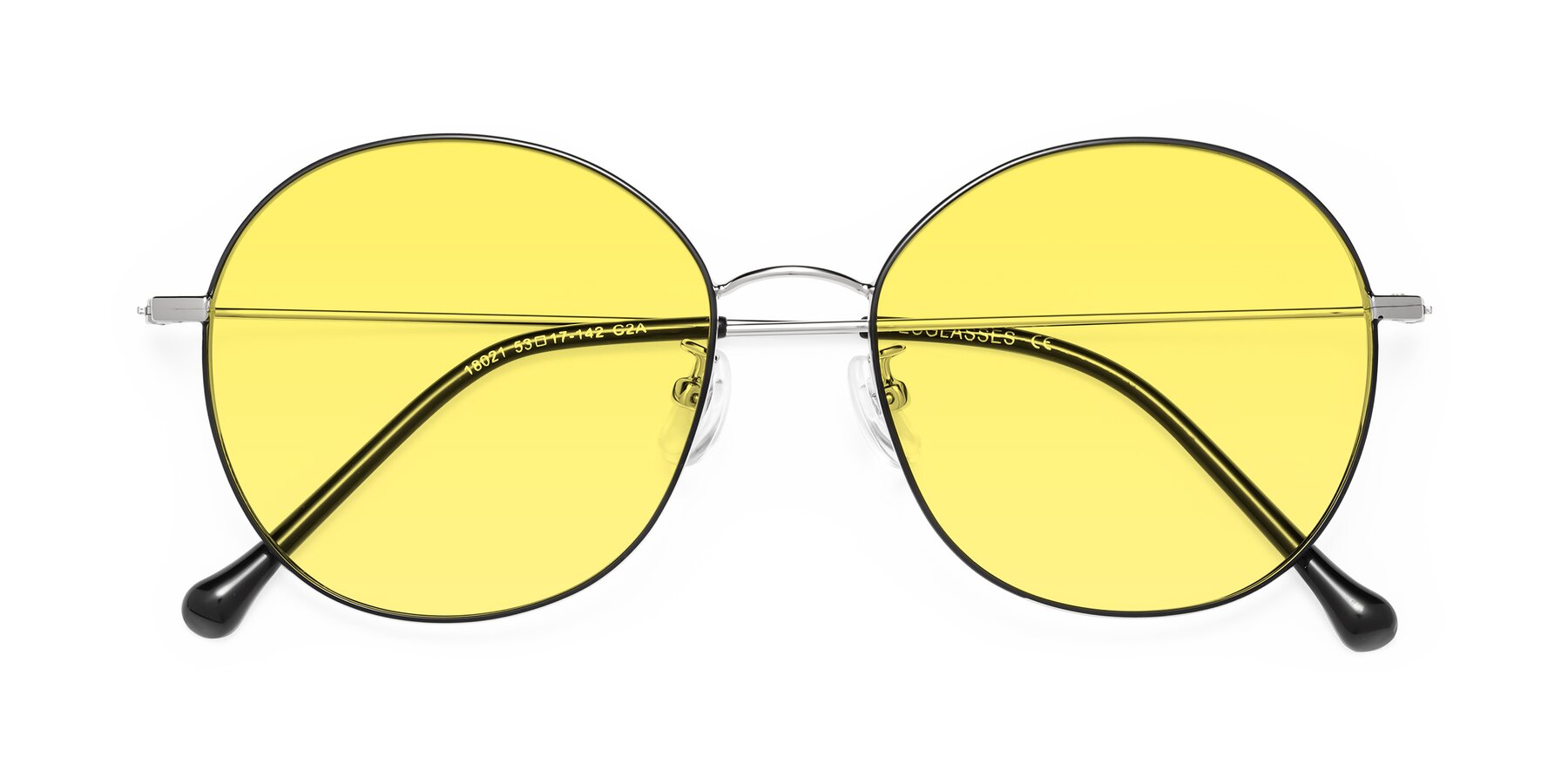 Folded Front of Dallas in Black-Silver with Medium Yellow Tinted Lenses