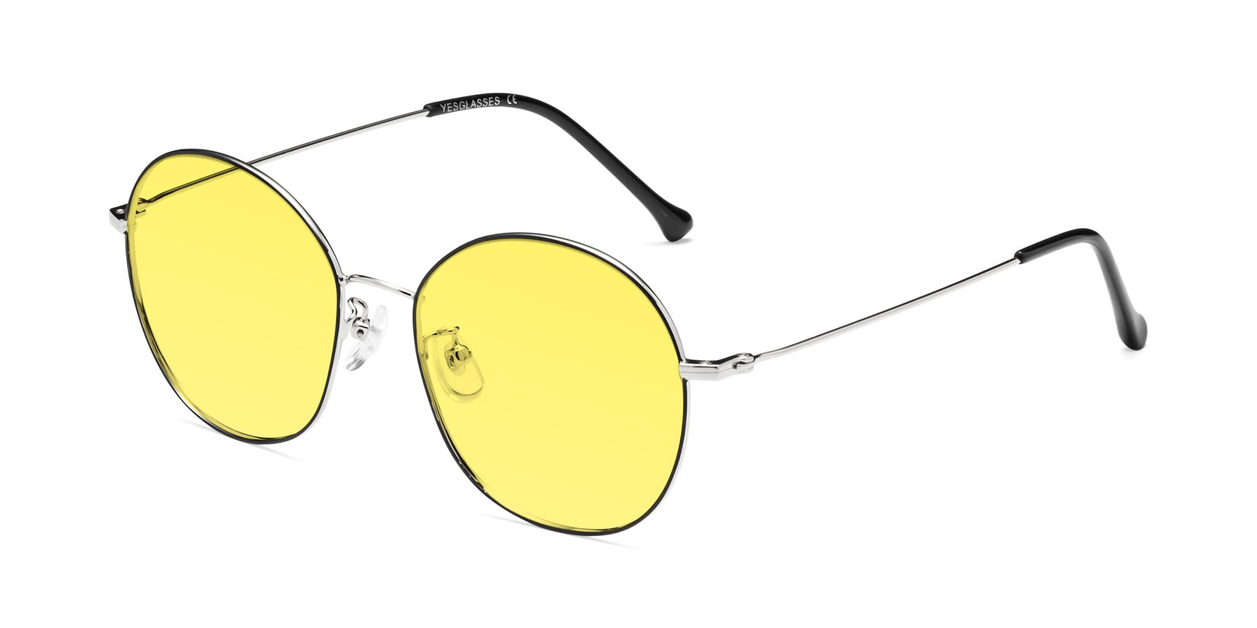 Angle of Dallas in Black-Silver with Medium Yellow Tinted Lenses