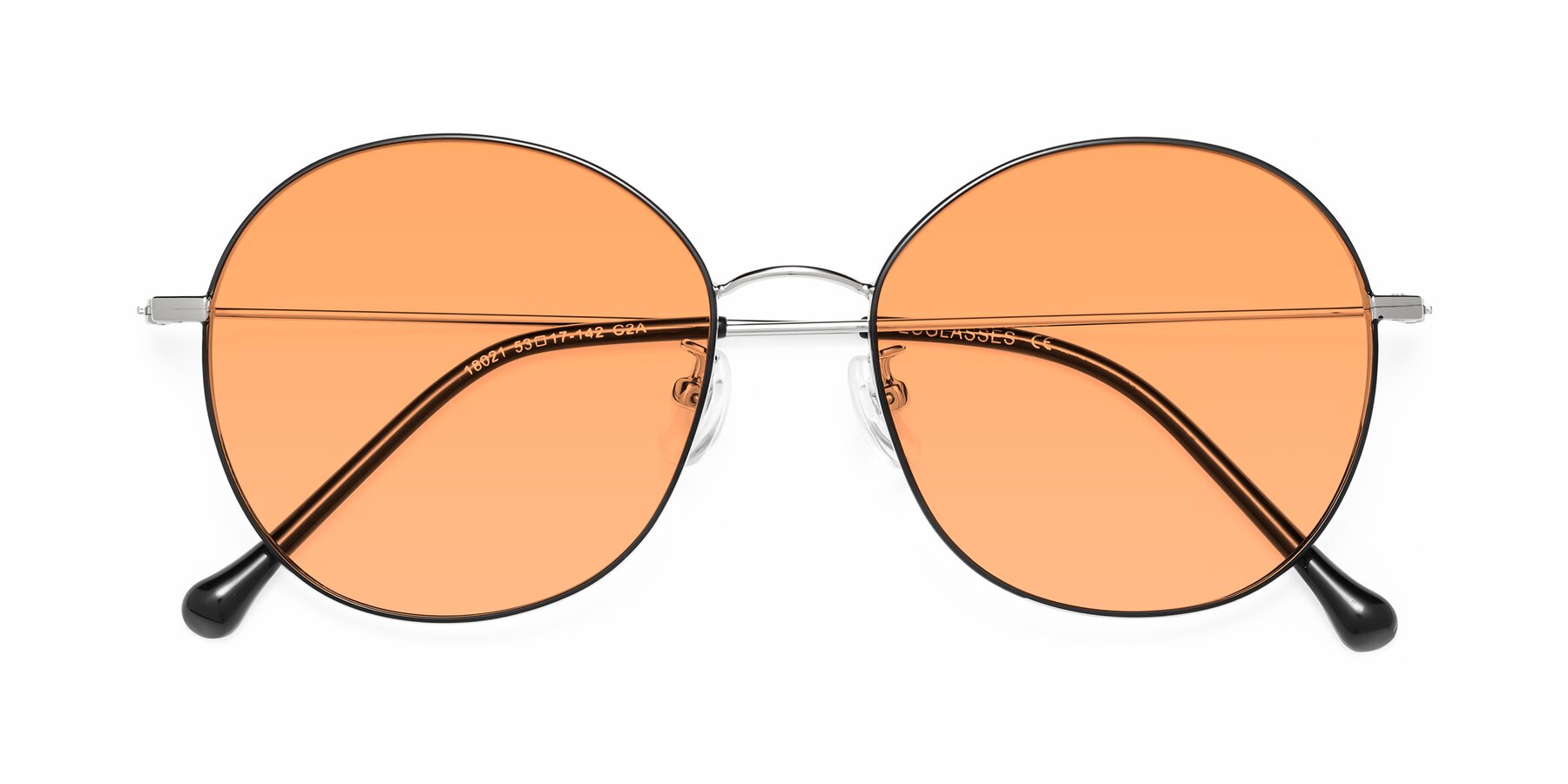 Folded Front of Dallas in Black-Silver with Medium Orange Tinted Lenses