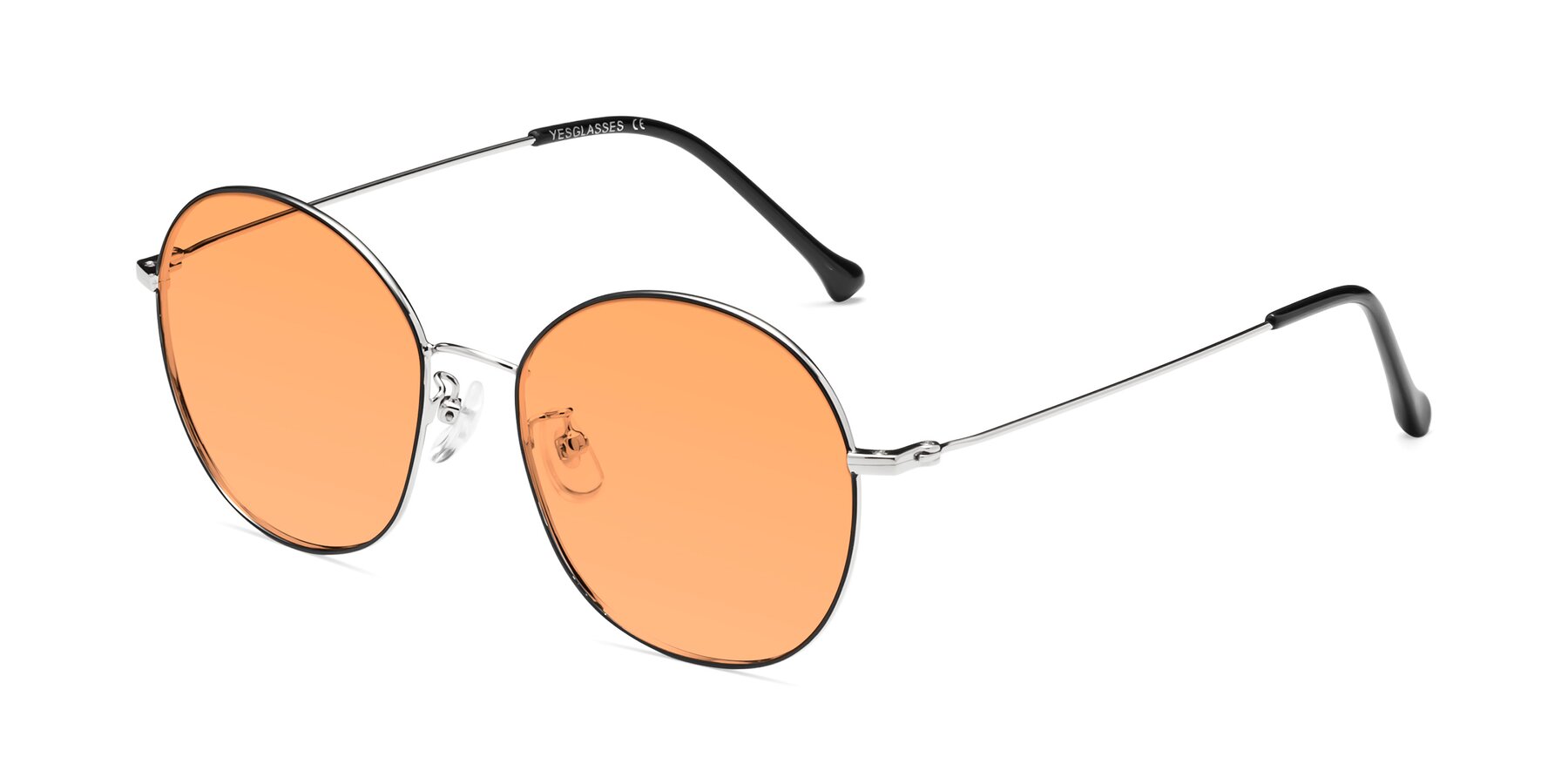 Angle of Dallas in Black-Silver with Medium Orange Tinted Lenses