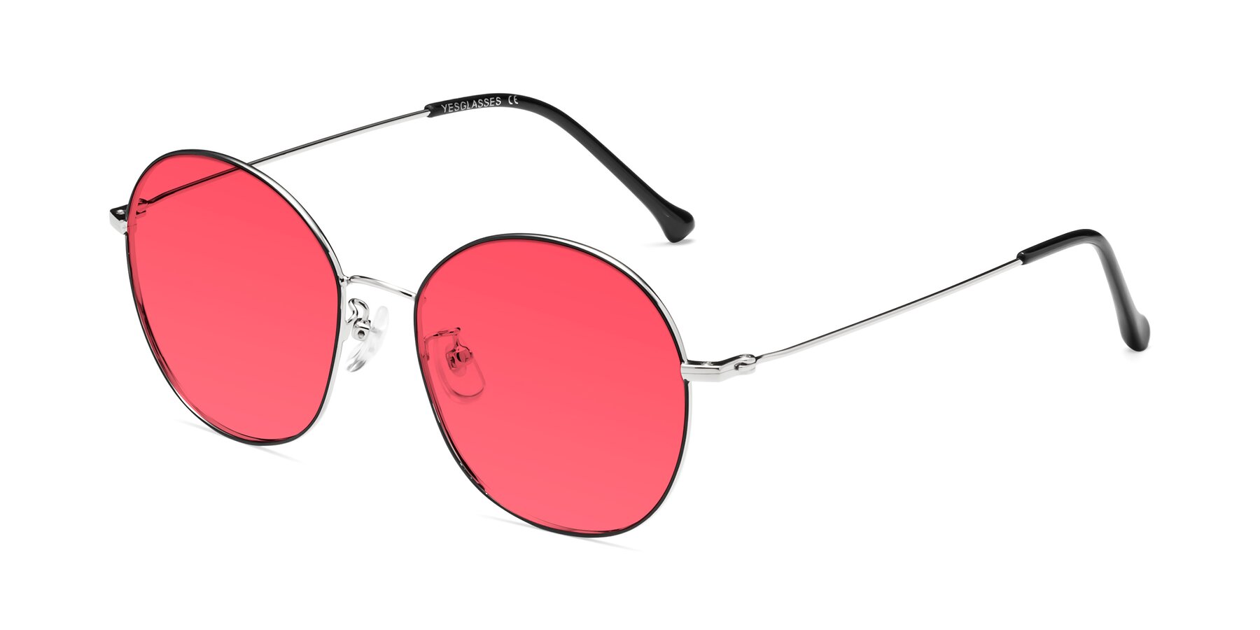 Angle of Dallas in Black-Silver with Red Tinted Lenses