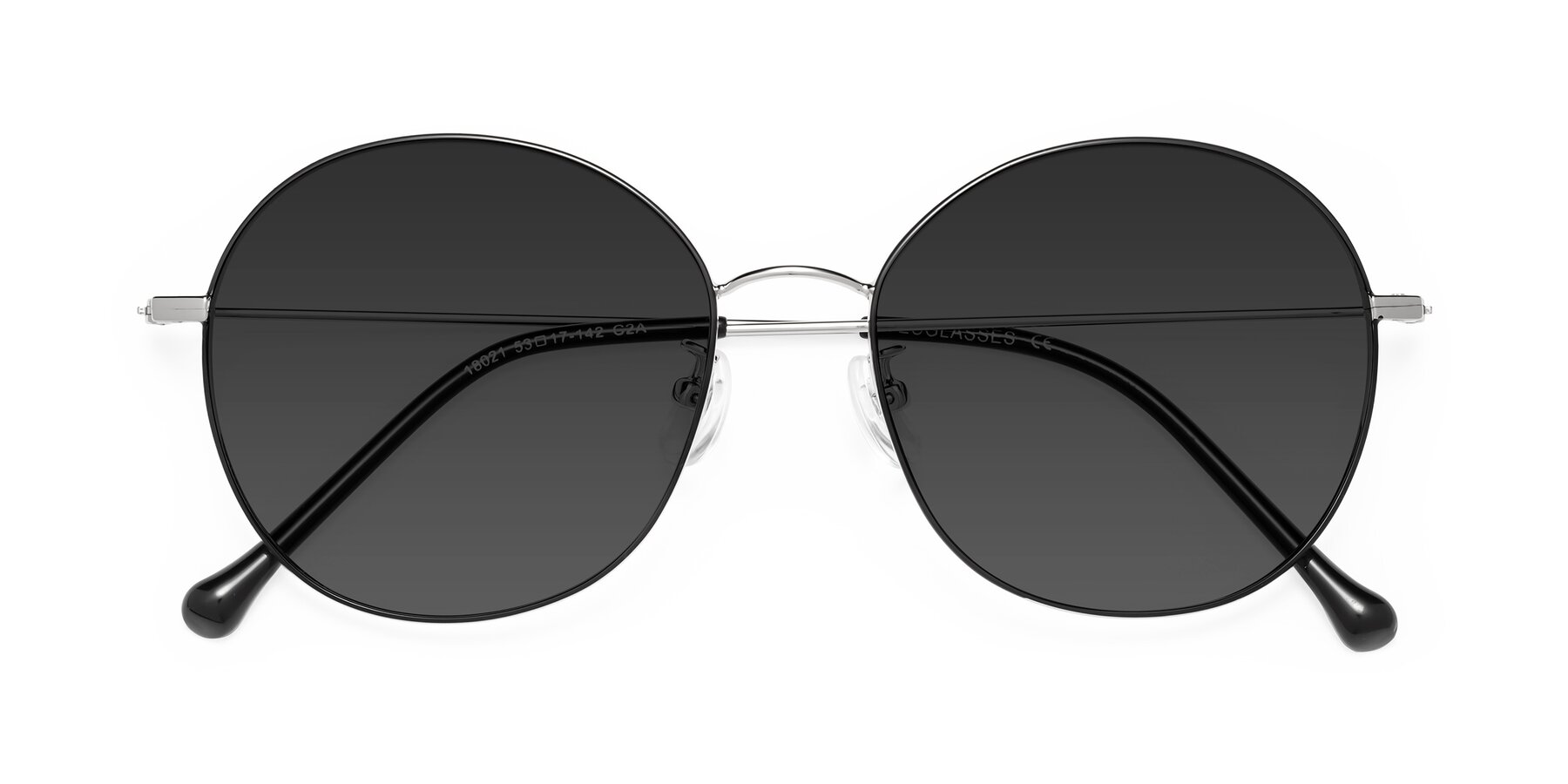 Folded Front of Dallas in Black-Silver with Gray Tinted Lenses