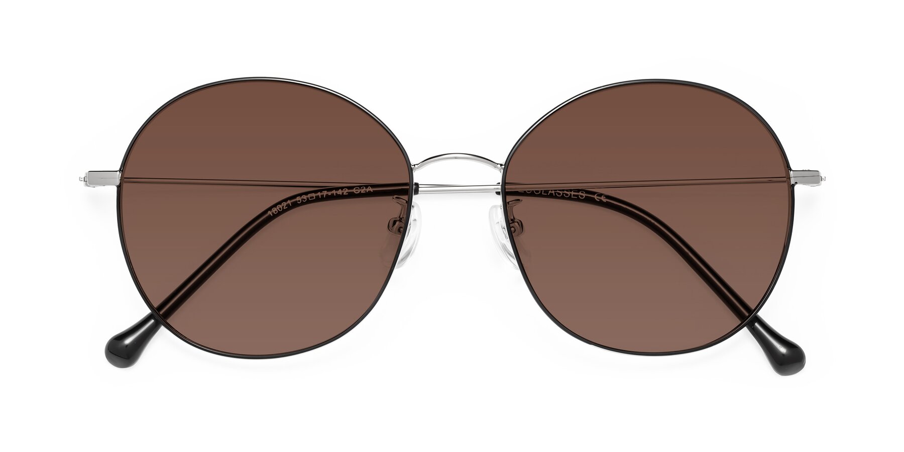 Folded Front of Dallas in Black-Silver with Brown Tinted Lenses