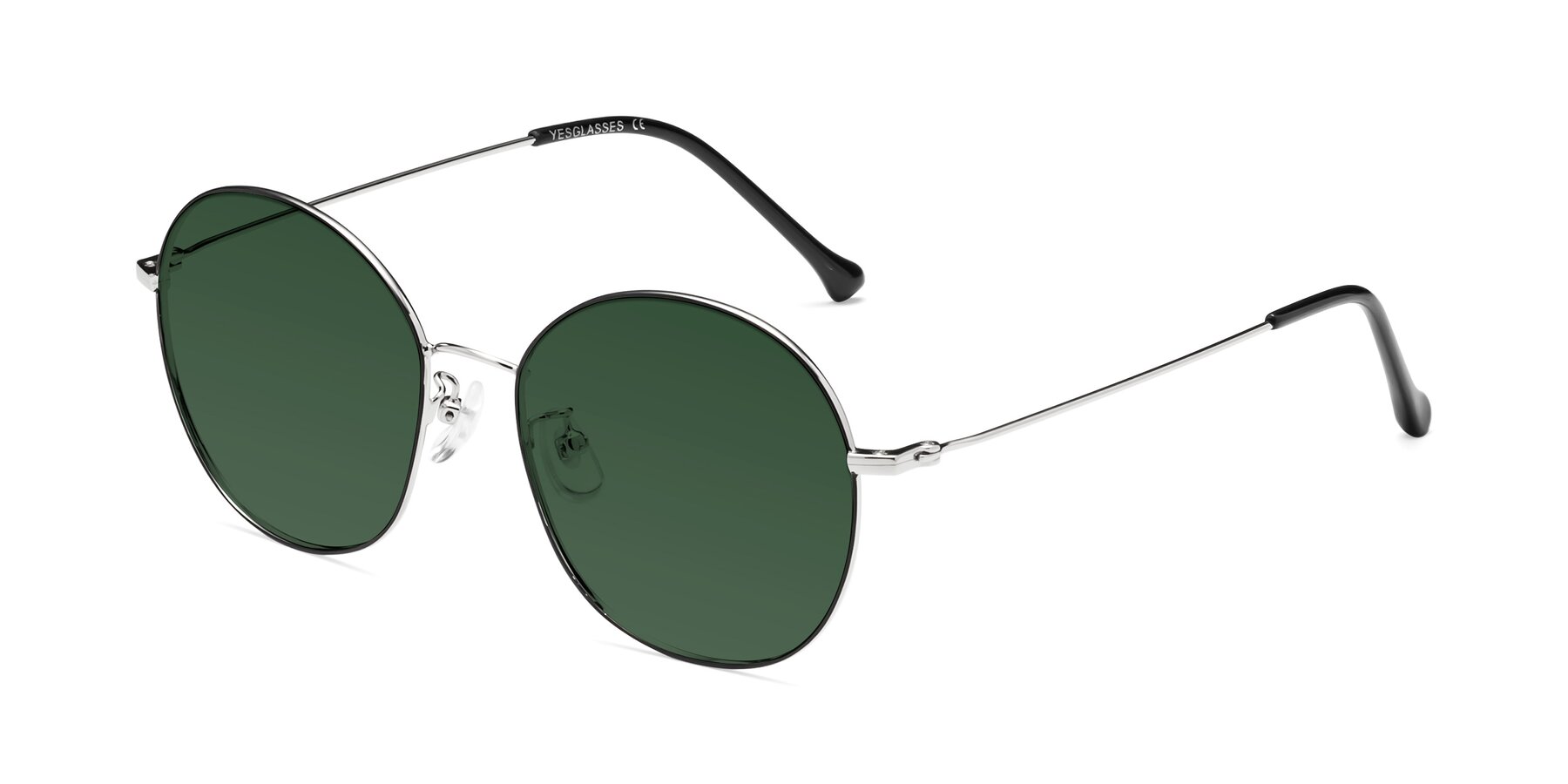 Angle of Dallas in Black-Silver with Green Tinted Lenses