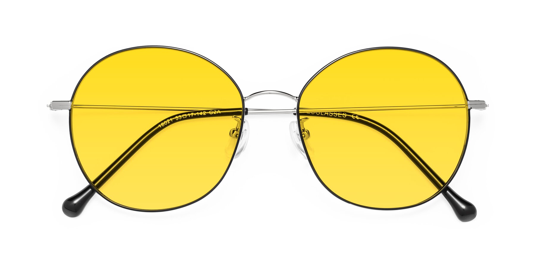 Folded Front of Dallas in Black-Silver with Yellow Tinted Lenses