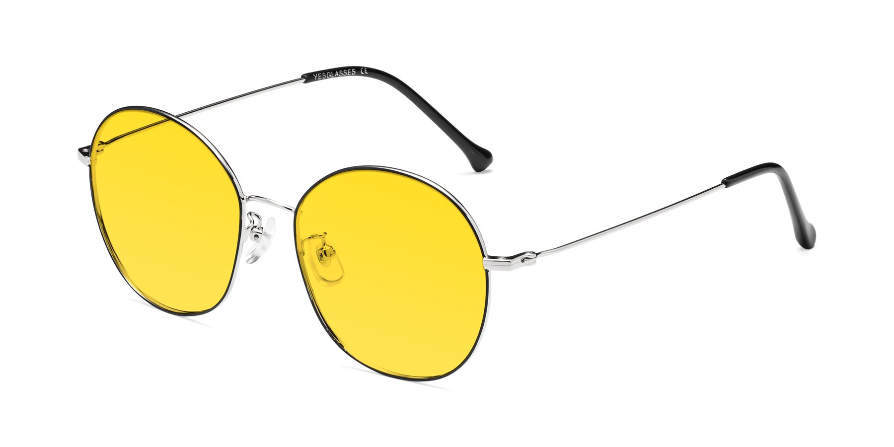Angle of Dallas in Black-Silver with Yellow Tinted Lenses