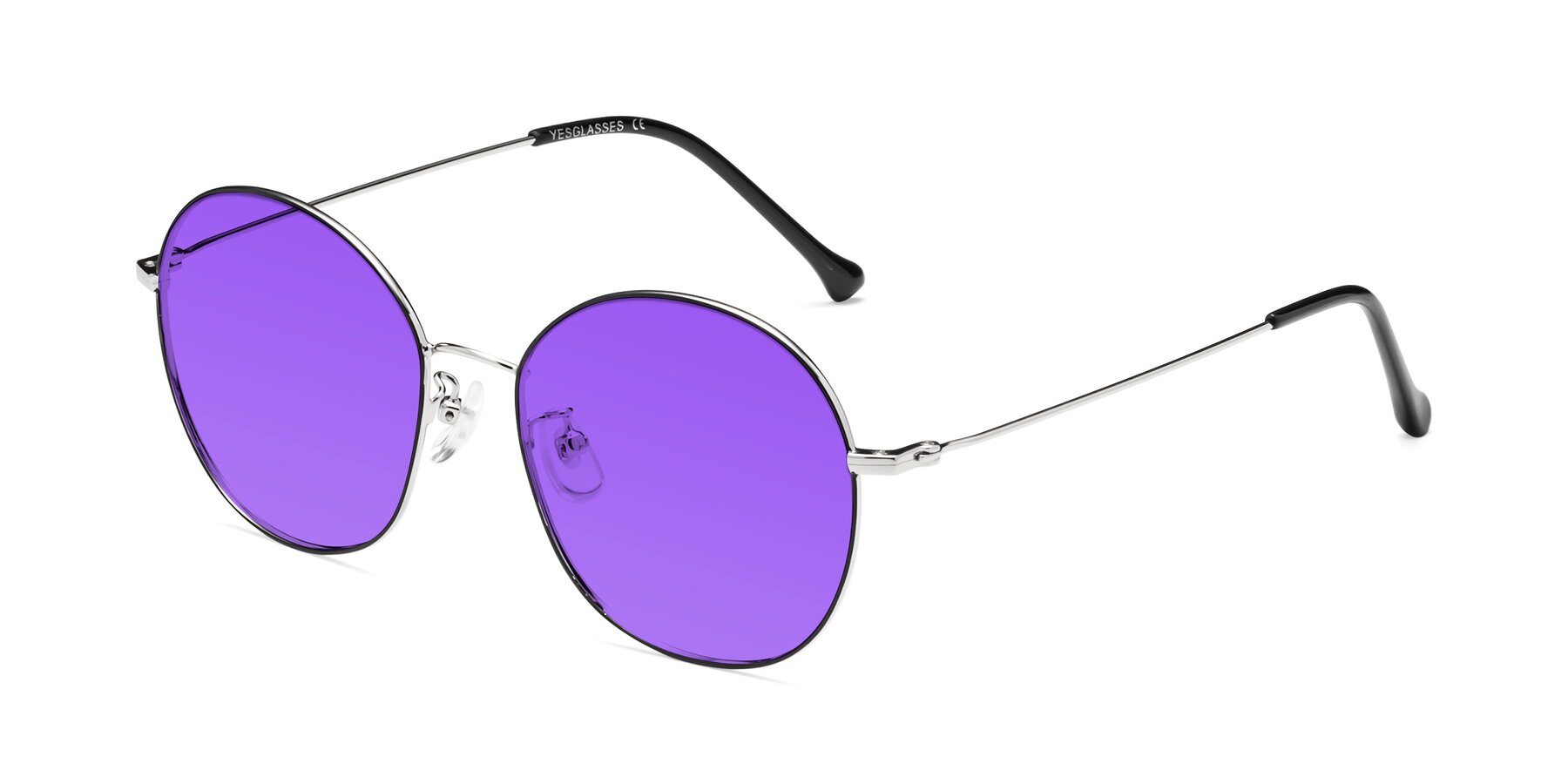 Angle of Dallas in Black-Silver with Purple Tinted Lenses