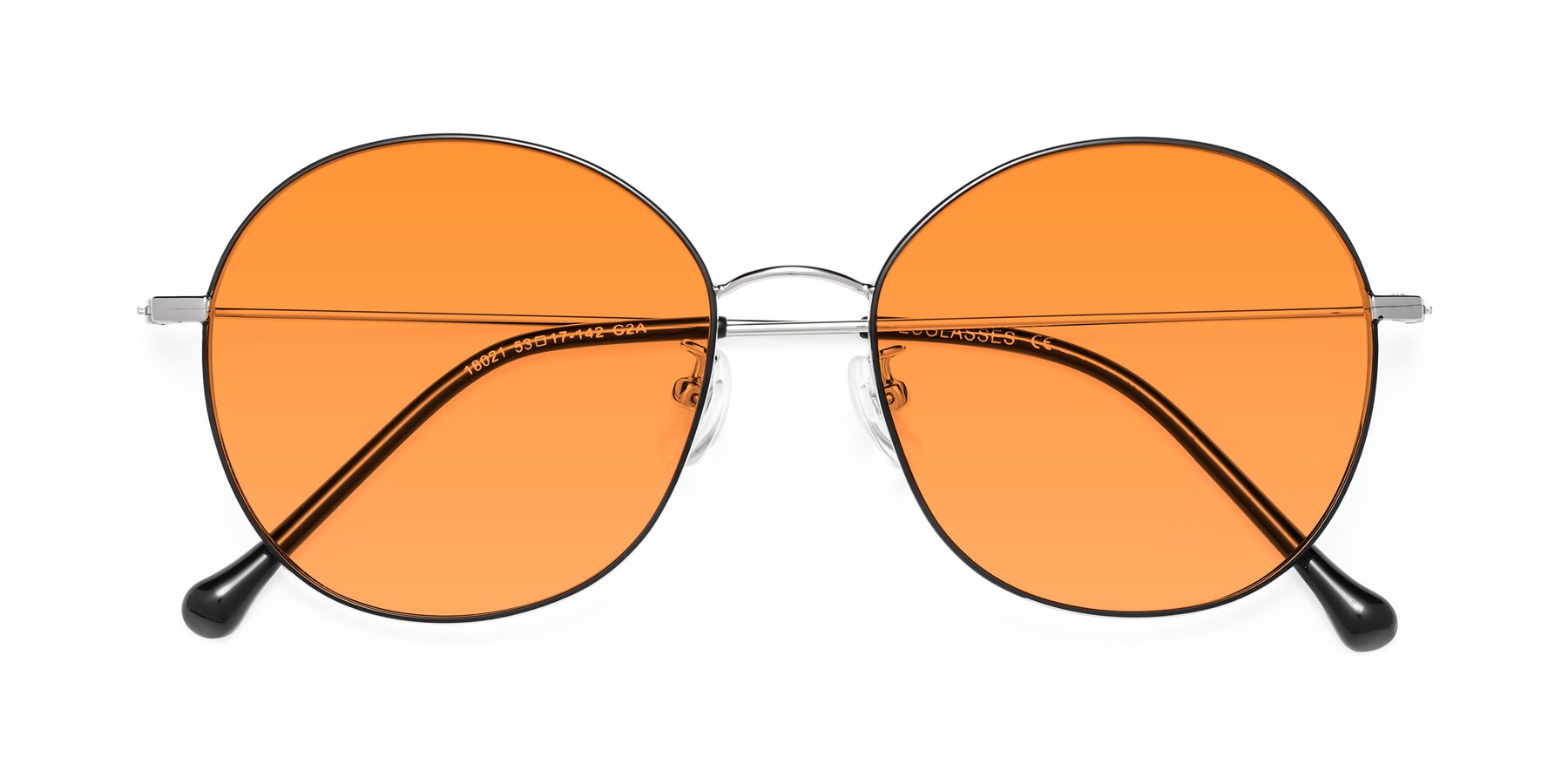 Folded Front of Dallas in Black-Silver with Orange Tinted Lenses