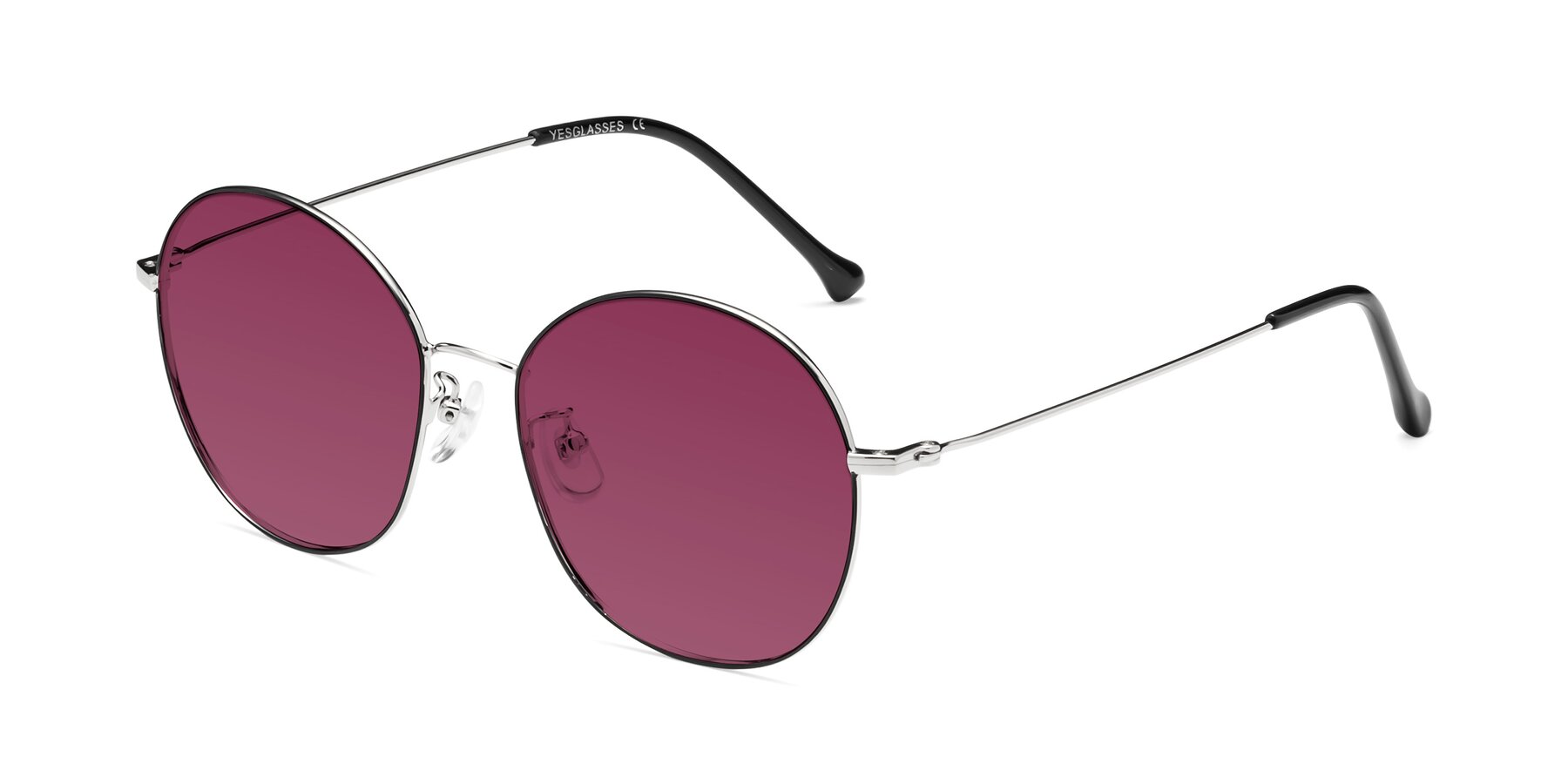 Angle of Dallas in Black-Silver with Wine Tinted Lenses