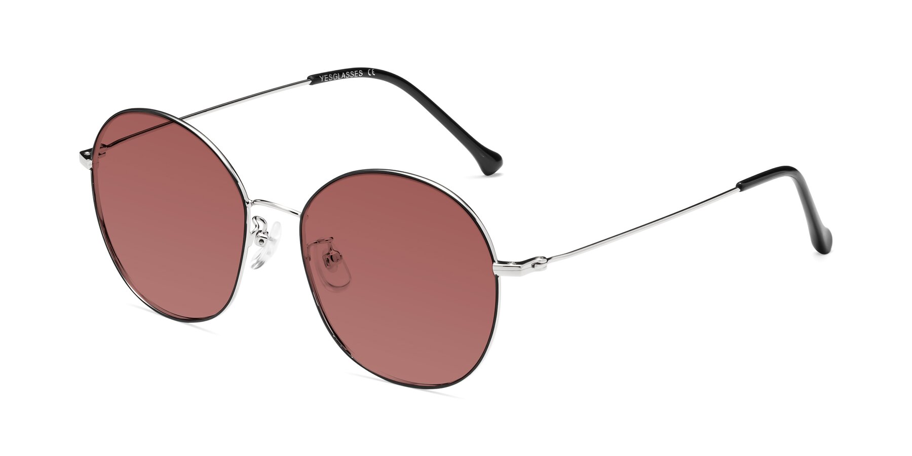 Angle of Dallas in Black-Silver with Garnet Tinted Lenses