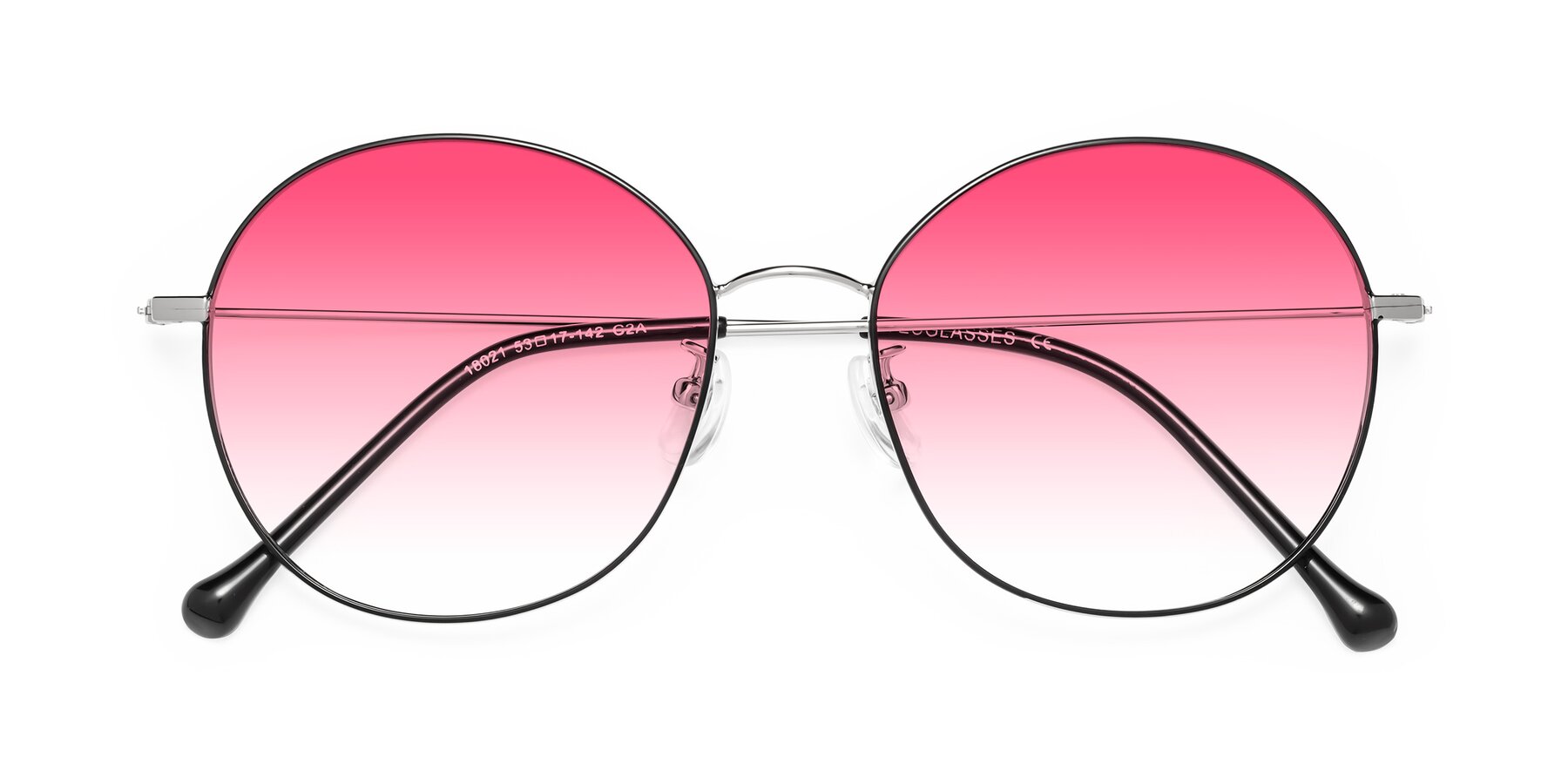 Folded Front of Dallas in Black-Silver with Pink Gradient Lenses