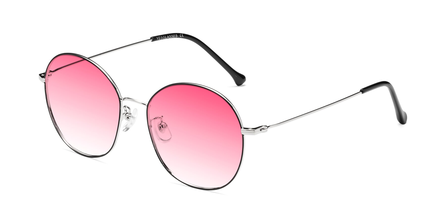 Angle of Dallas in Black-Silver with Pink Gradient Lenses