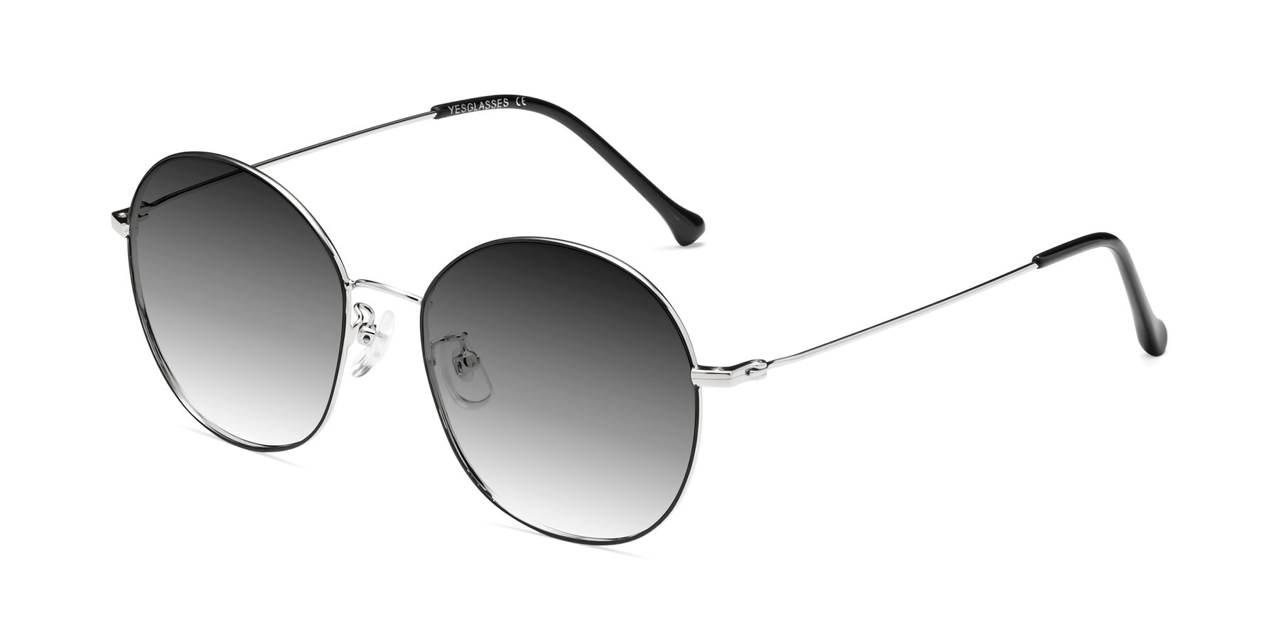Angle of Dallas in Black-Silver with Gray Gradient Lenses