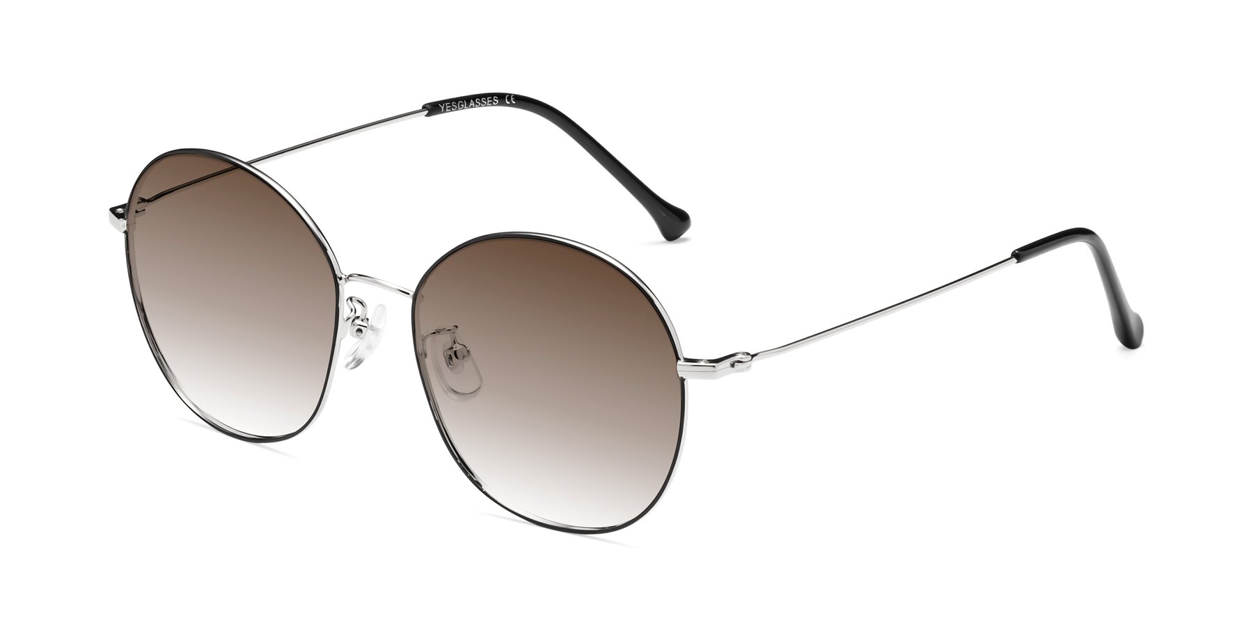 Angle of Dallas in Black-Silver with Brown Gradient Lenses