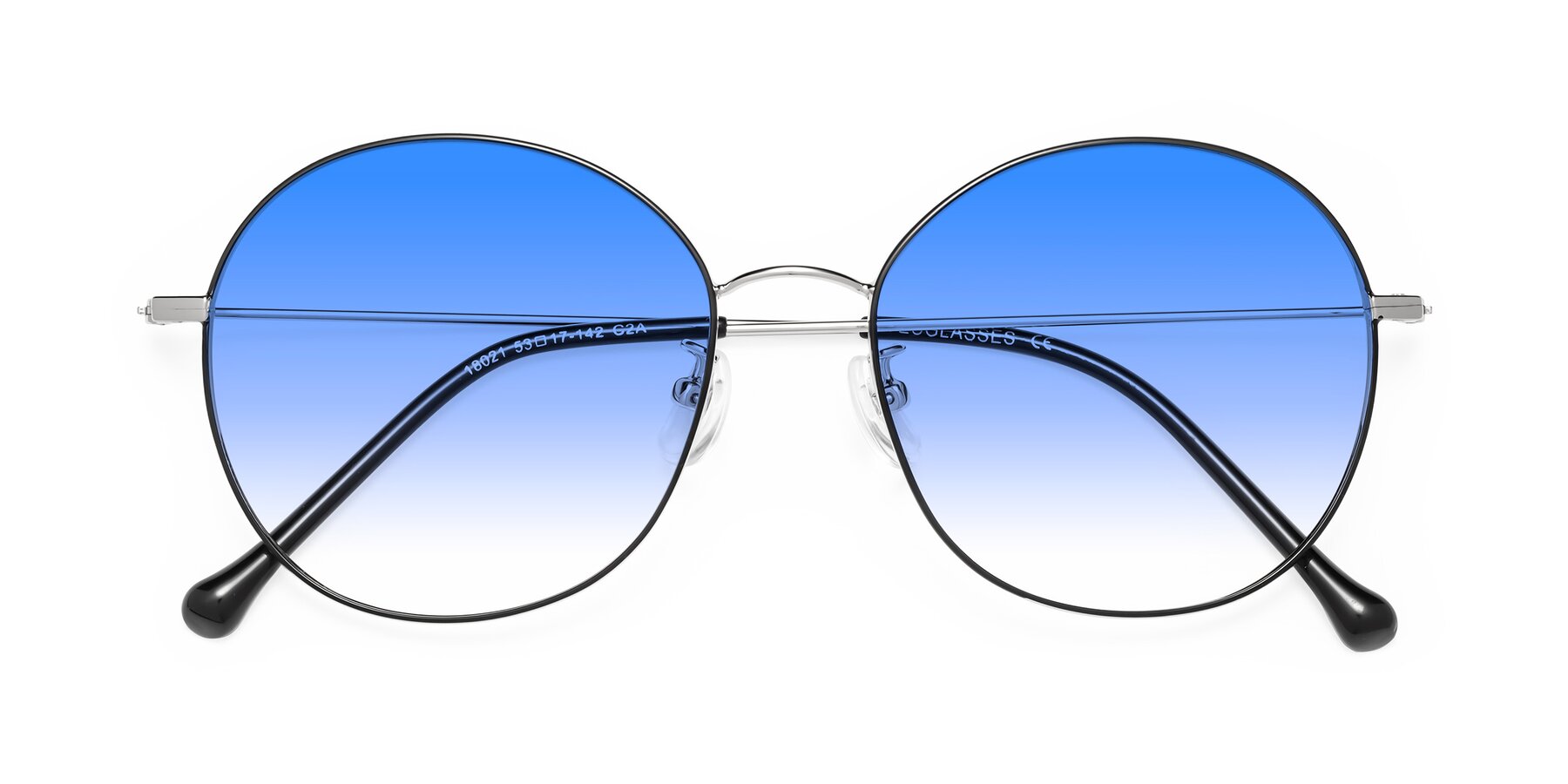 Folded Front of Dallas in Black-Silver with Blue Gradient Lenses