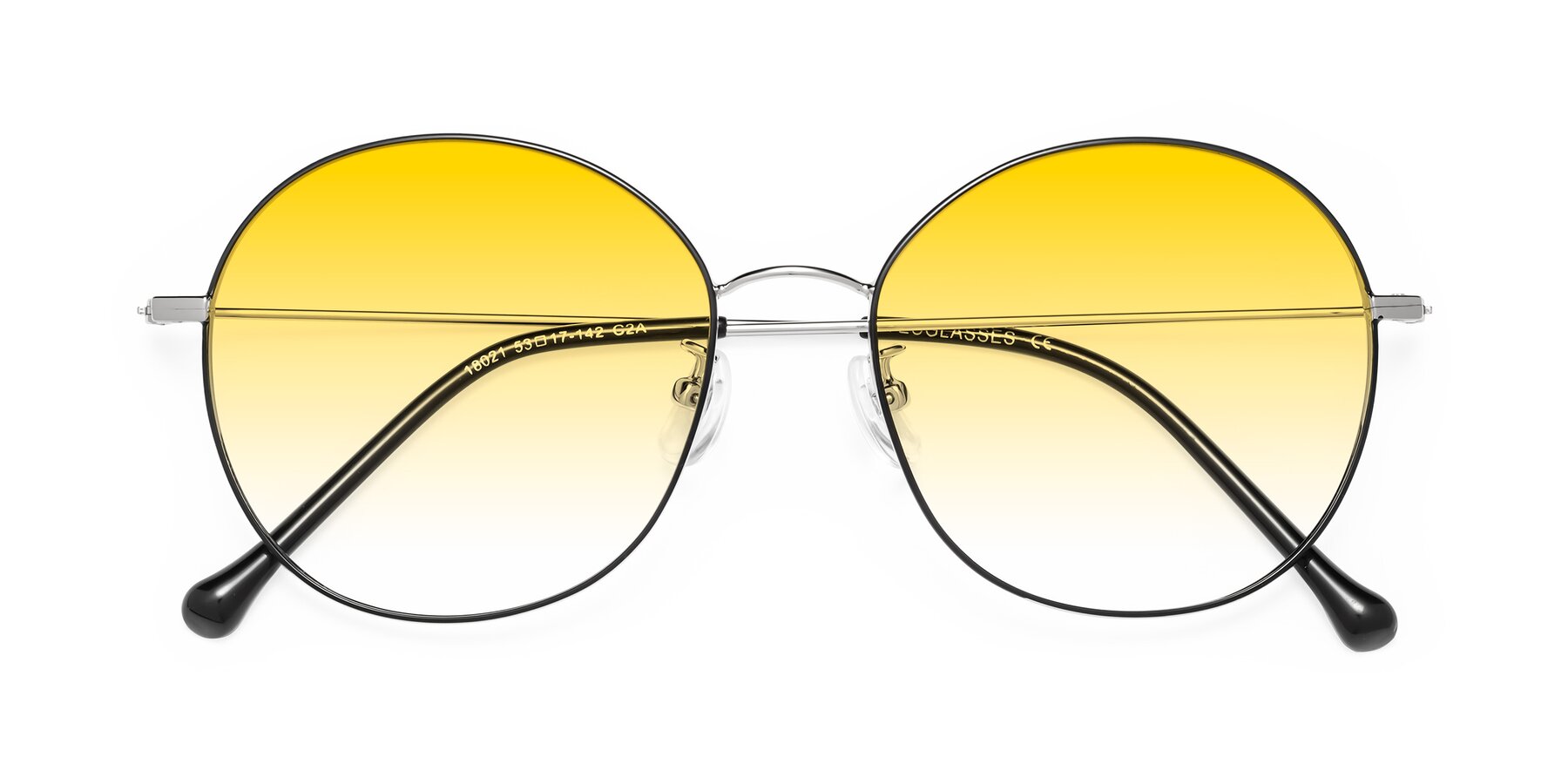 Folded Front of Dallas in Black-Silver with Yellow Gradient Lenses