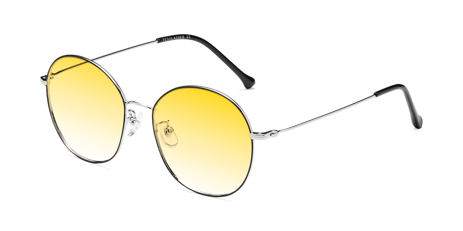 Angle of Dallas in Black-Silver with Yellow Gradient Lenses