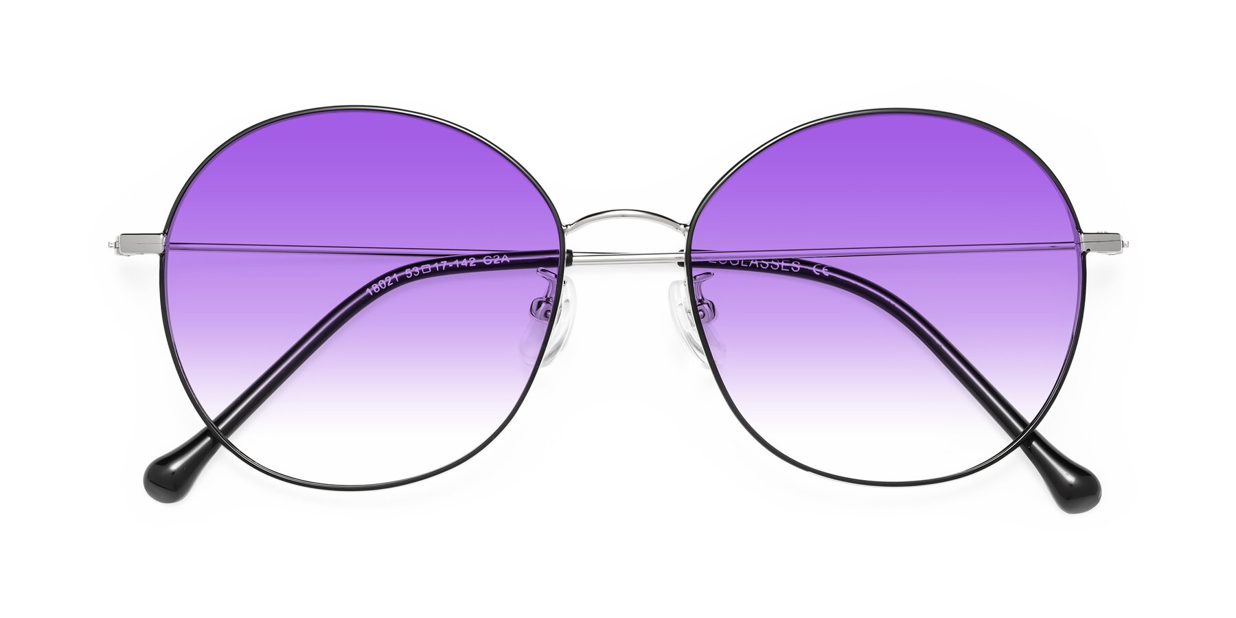 Folded Front of Dallas in Black-Silver with Purple Gradient Lenses