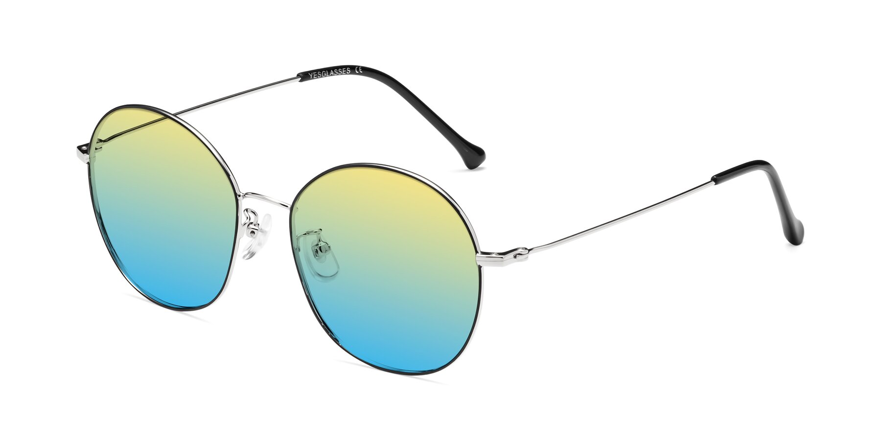 Angle of Dallas in Black-Silver with Yellow / Blue Gradient Lenses