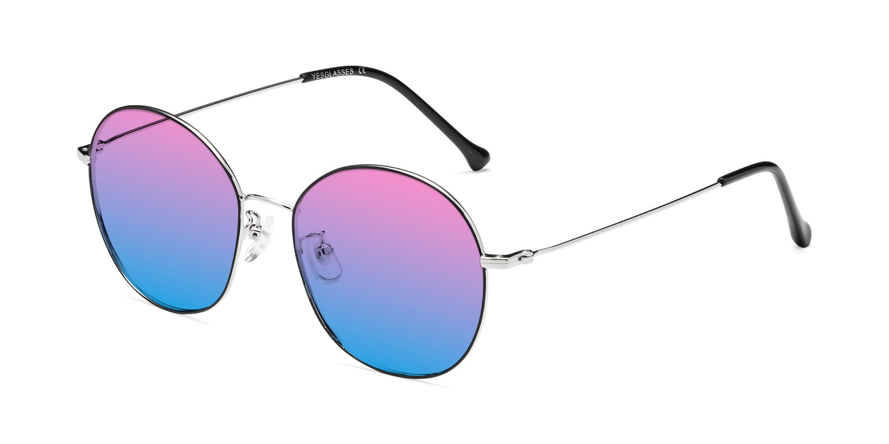 Angle of Dallas in Black-Silver with Pink / Blue Gradient Lenses