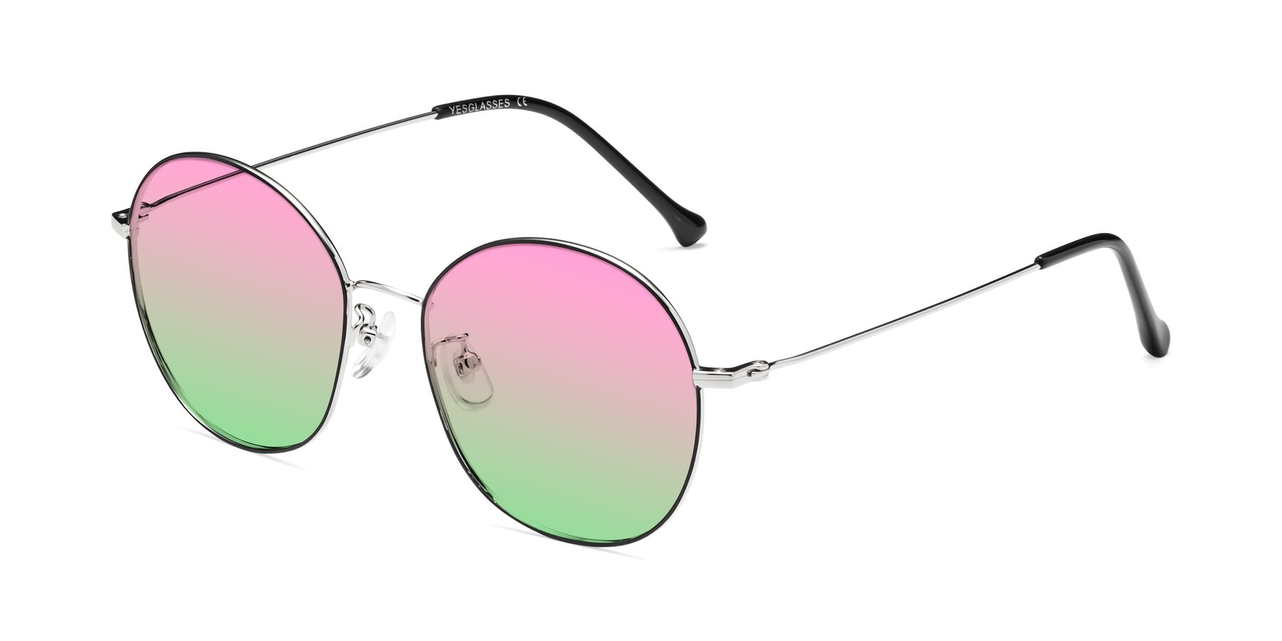 Angle of Dallas in Black-Silver with Pink / Green Gradient Lenses