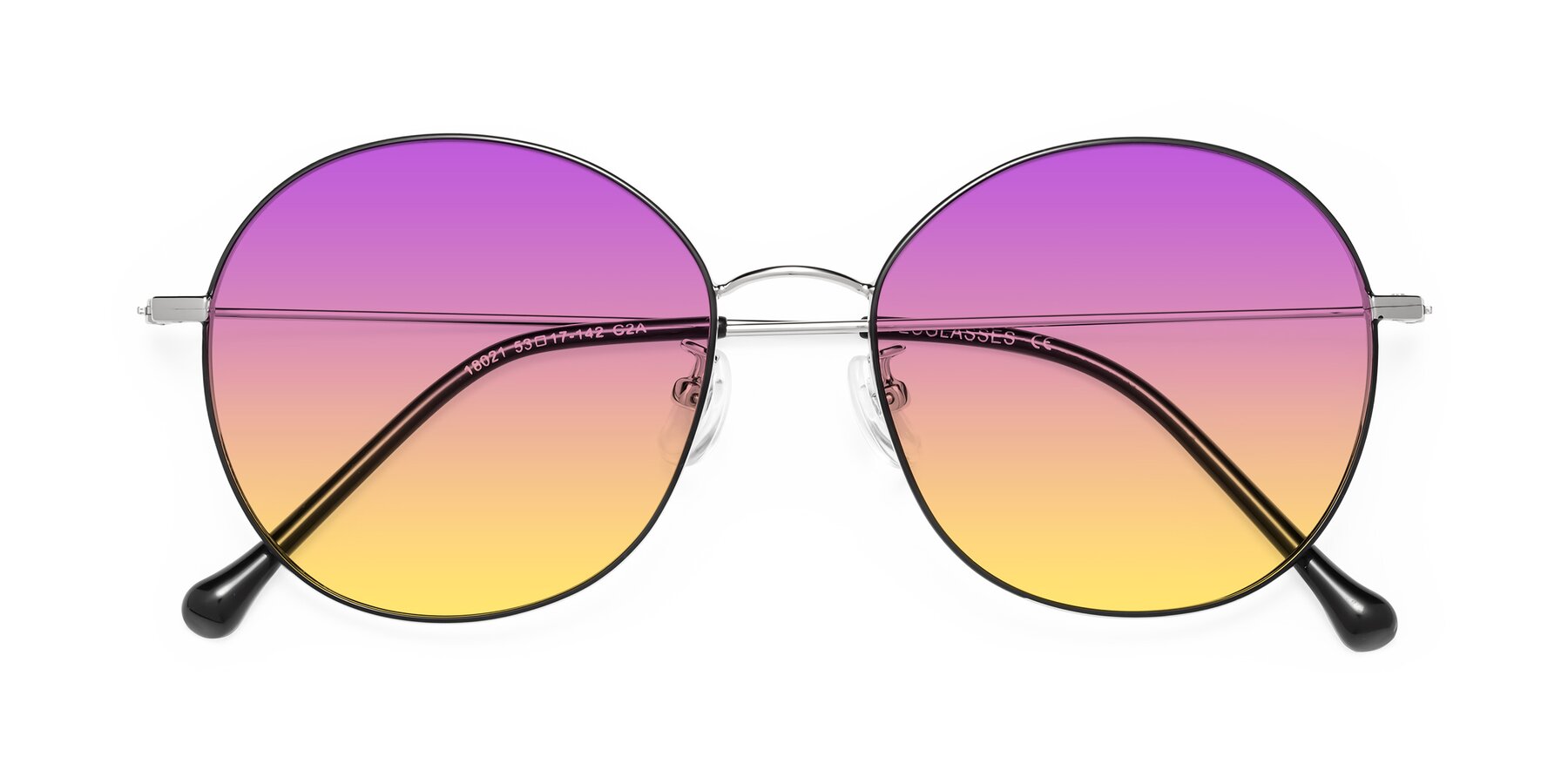 Folded Front of Dallas in Black-Silver with Purple / Yellow Gradient Lenses