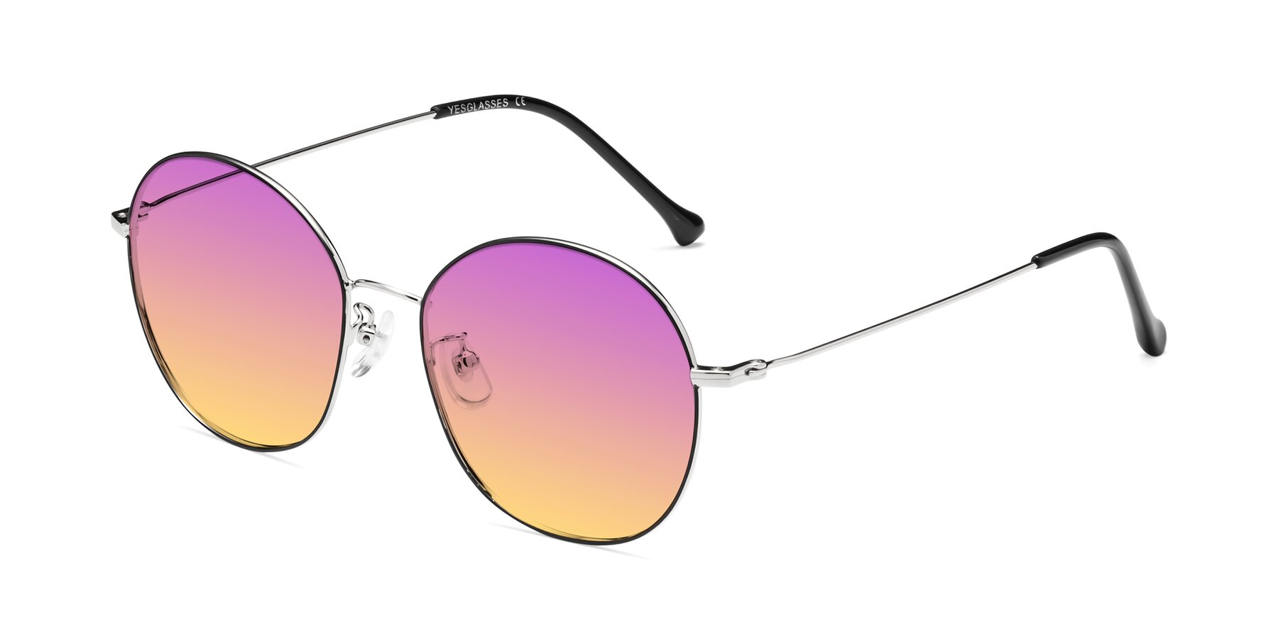 Angle of Dallas in Black-Silver with Purple / Yellow Gradient Lenses