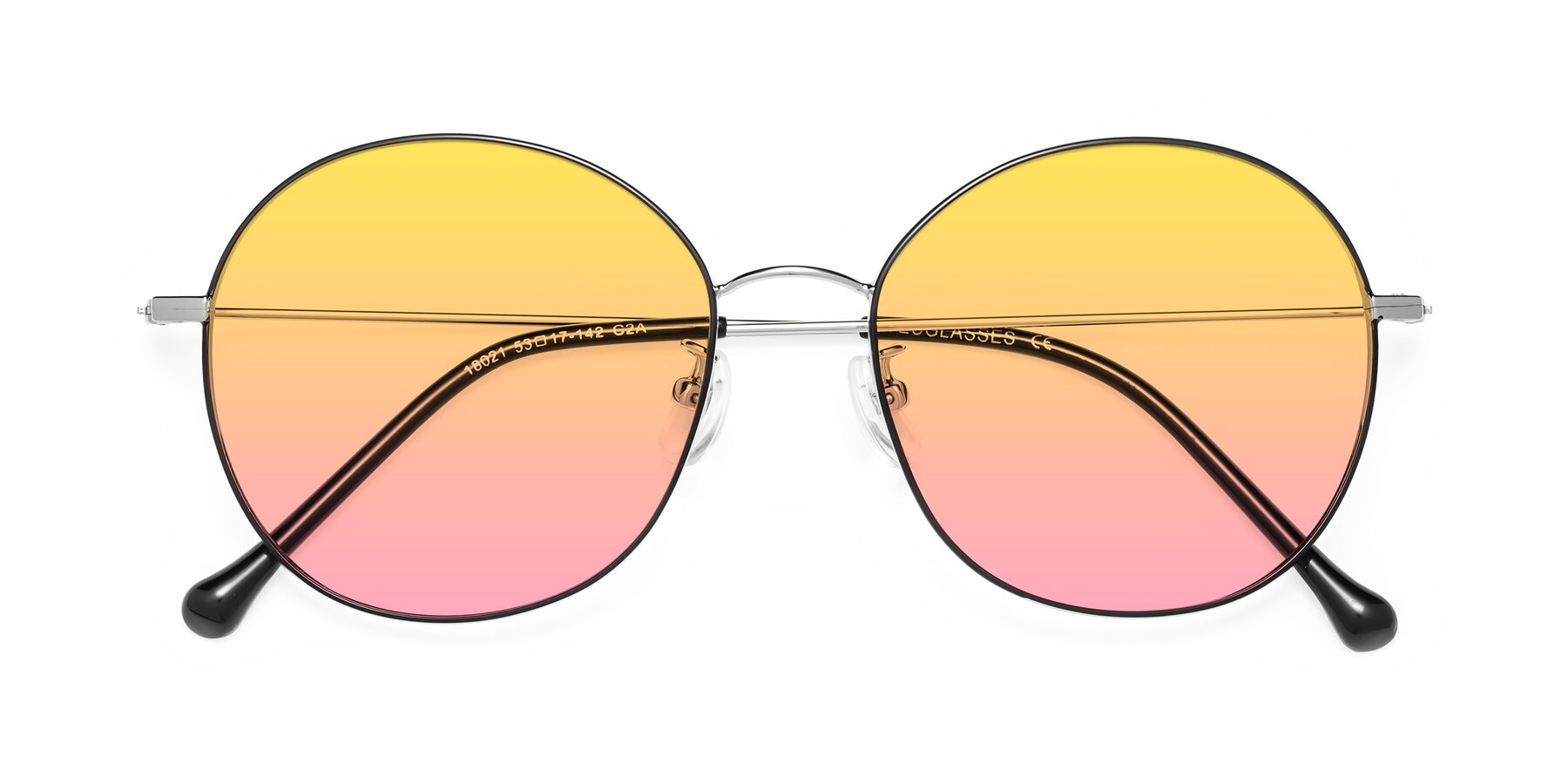 Folded Front of Dallas in Black-Silver with Yellow / Pink Gradient Lenses