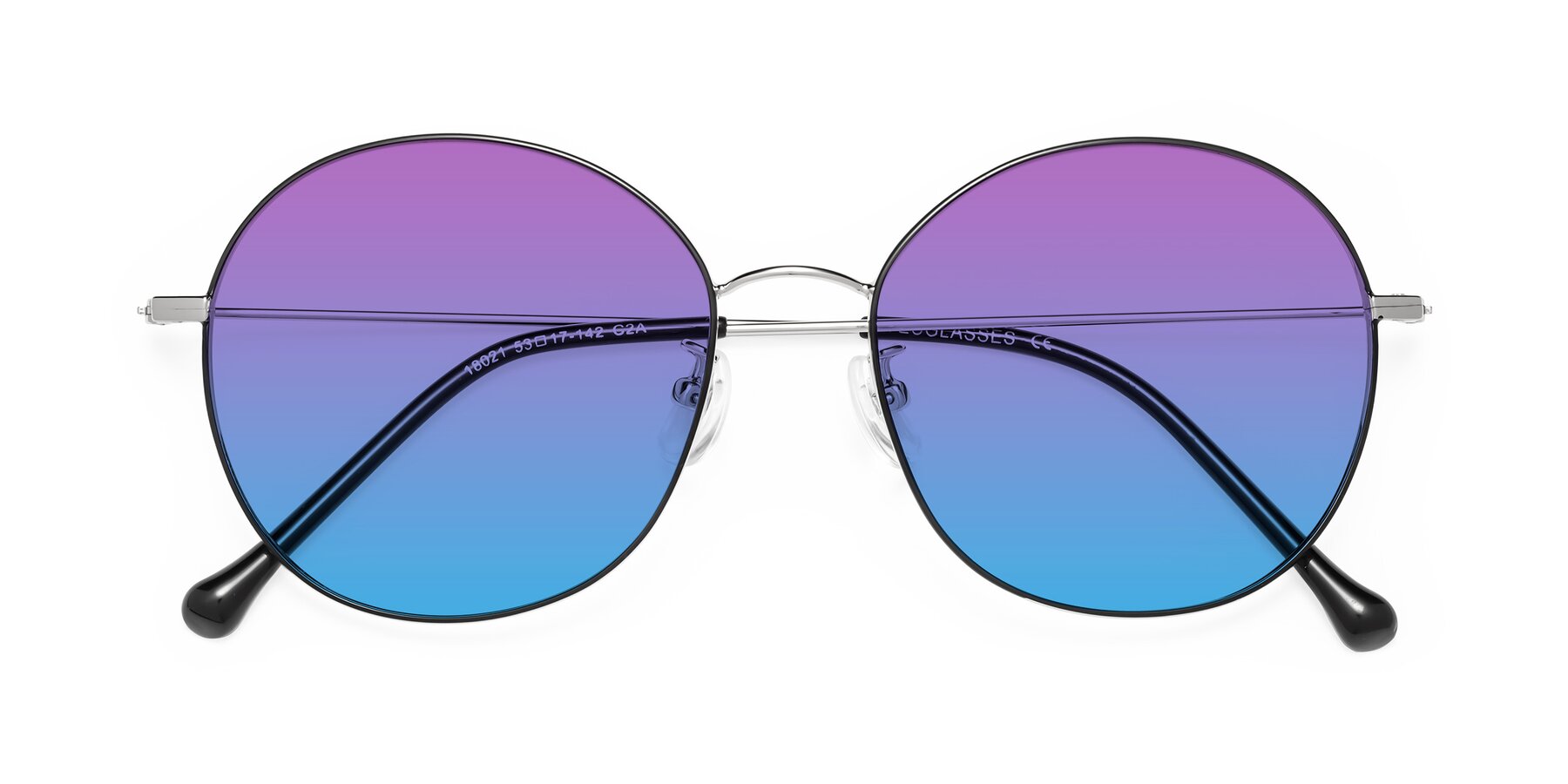 Folded Front of Dallas in Black-Silver with Purple / Blue Gradient Lenses