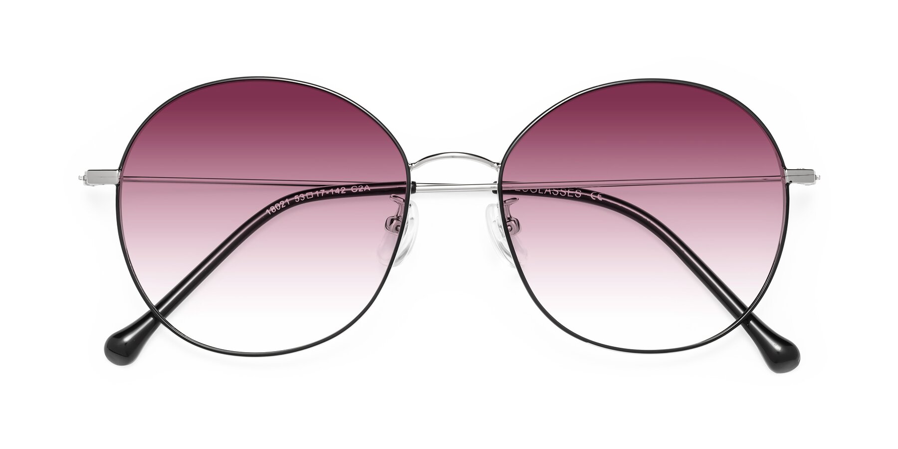 Folded Front of Dallas in Black-Silver with Wine Gradient Lenses