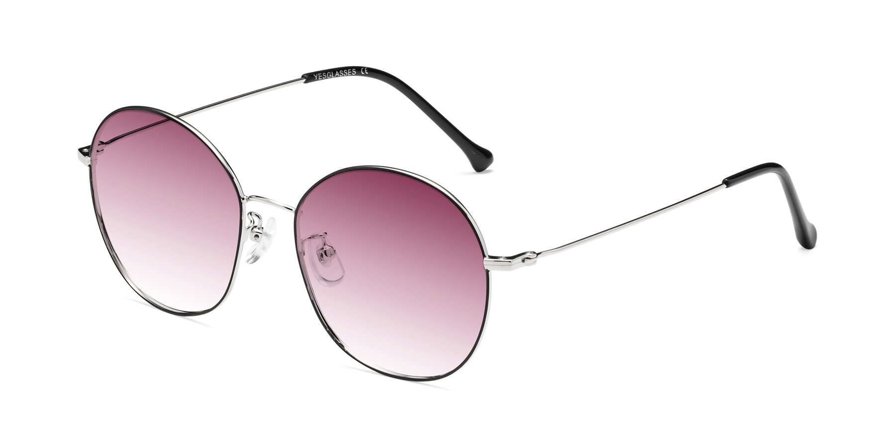 Angle of Dallas in Black-Silver with Wine Gradient Lenses