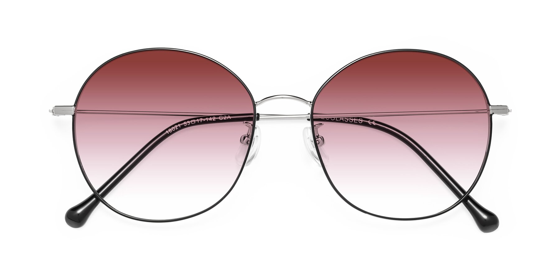 Folded Front of Dallas in Black-Silver with Garnet Gradient Lenses