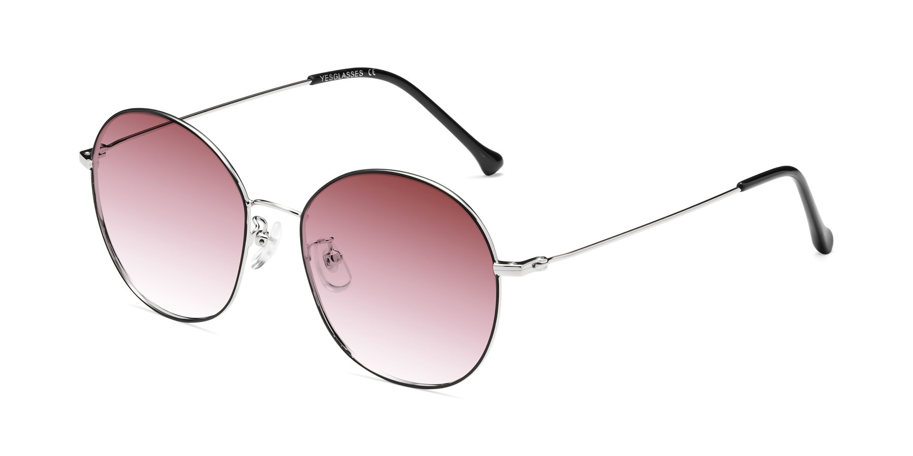 Angle of Dallas in Black-Silver with Garnet Gradient Lenses