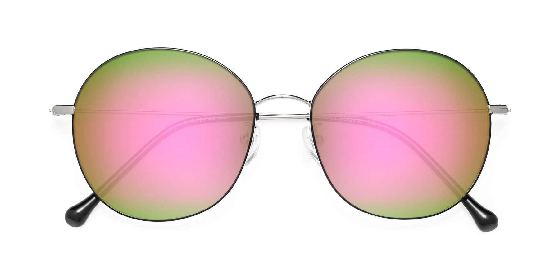 Folded Front of Dallas in Black-Silver with Pink Mirrored Lenses