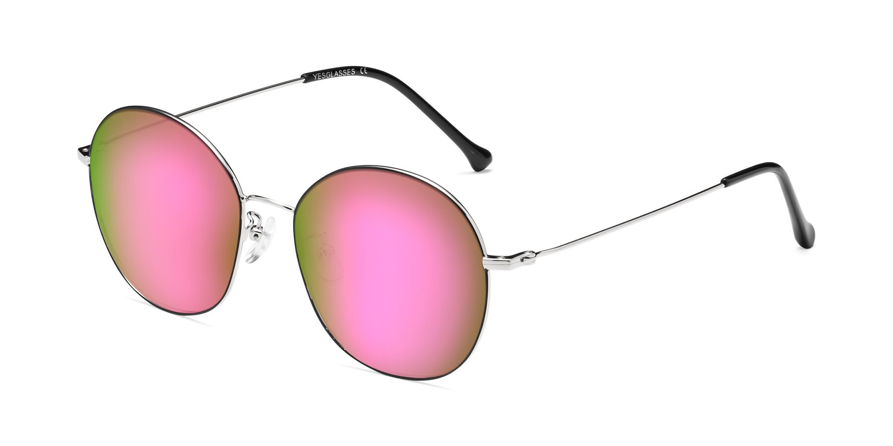 Angle of Dallas in Black-Silver with Pink Mirrored Lenses