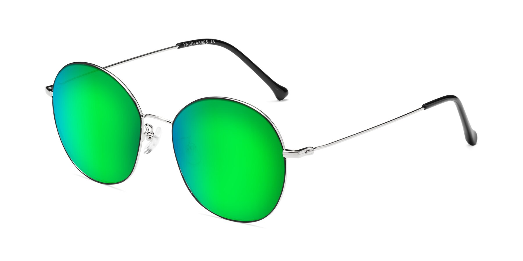 Angle of Dallas in Black-Silver with Green Mirrored Lenses