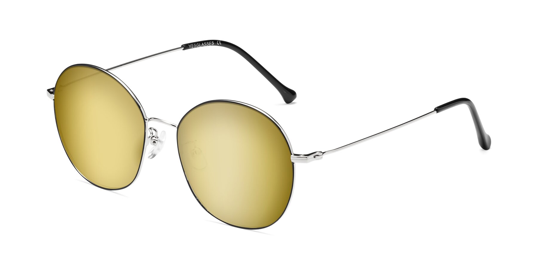 Angle of Dallas in Black-Silver with Gold Mirrored Lenses