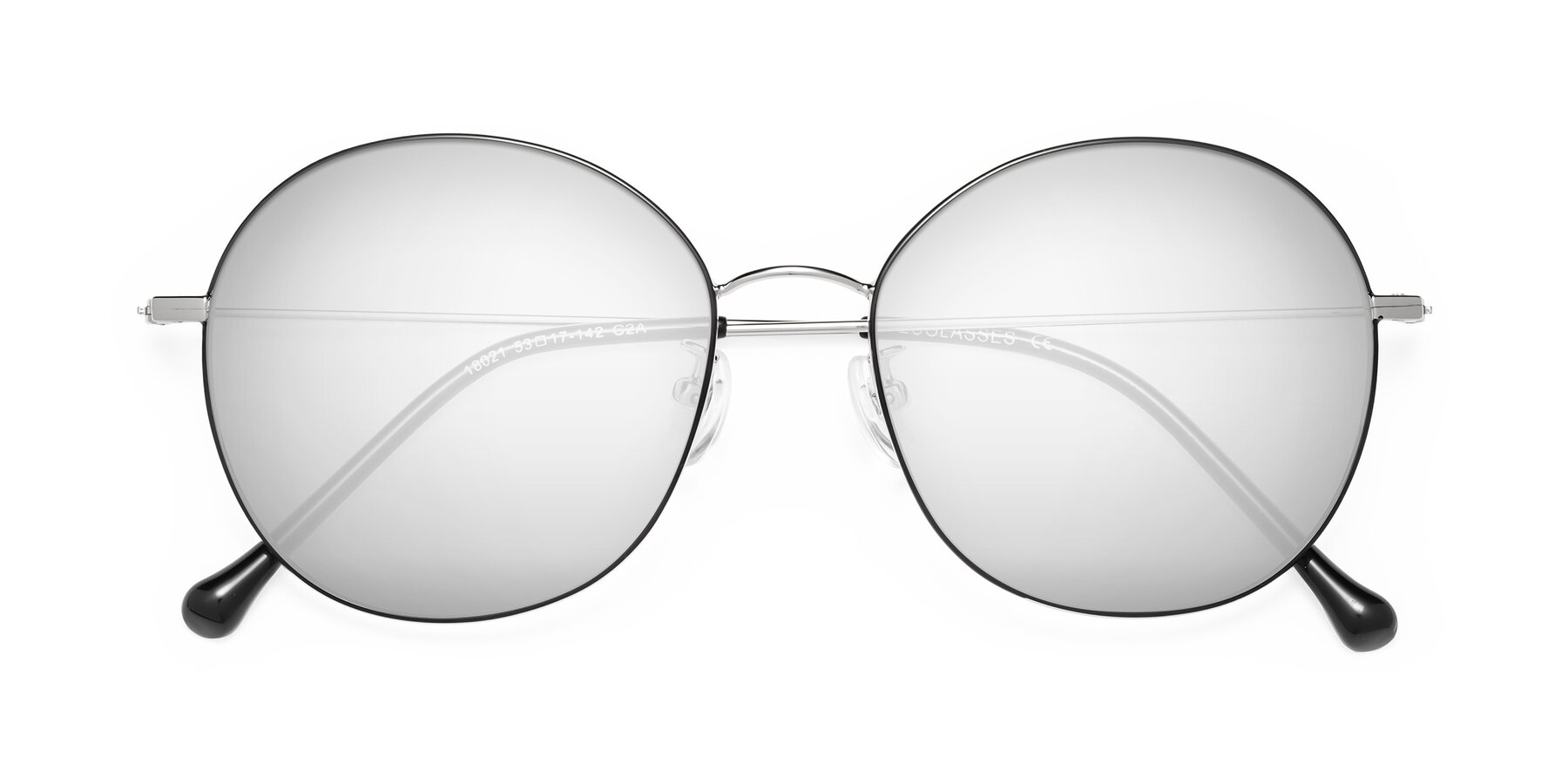 Folded Front of Dallas in Black-Silver with Silver Mirrored Lenses