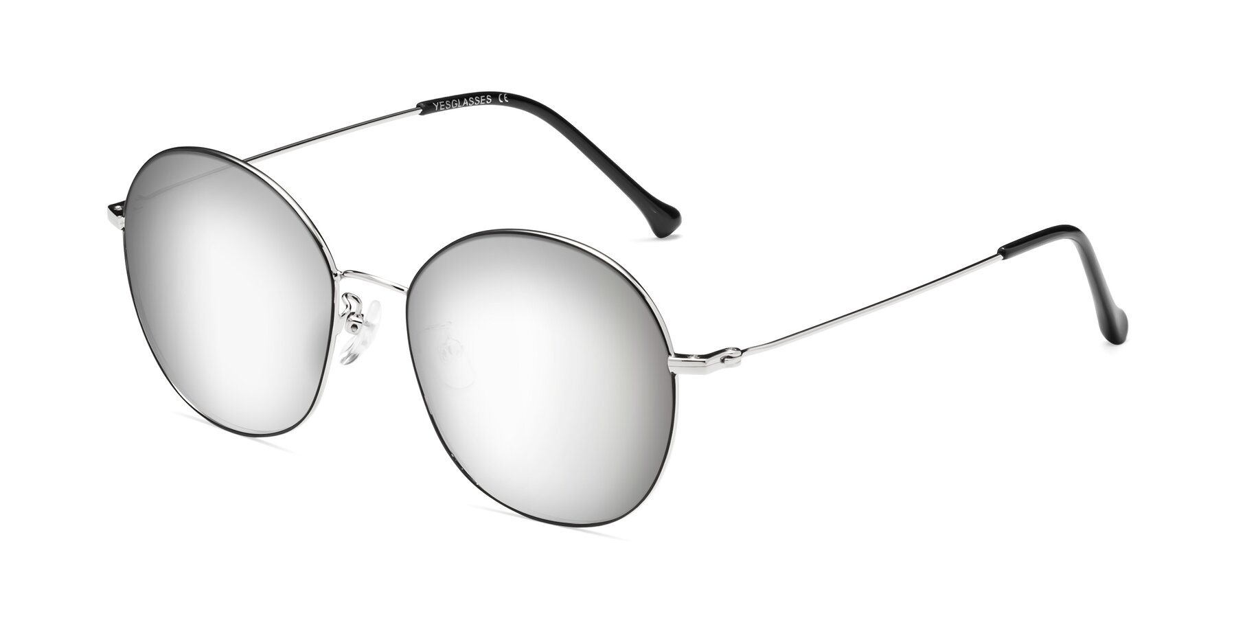 Angle of Dallas in Black-Silver with Silver Mirrored Lenses