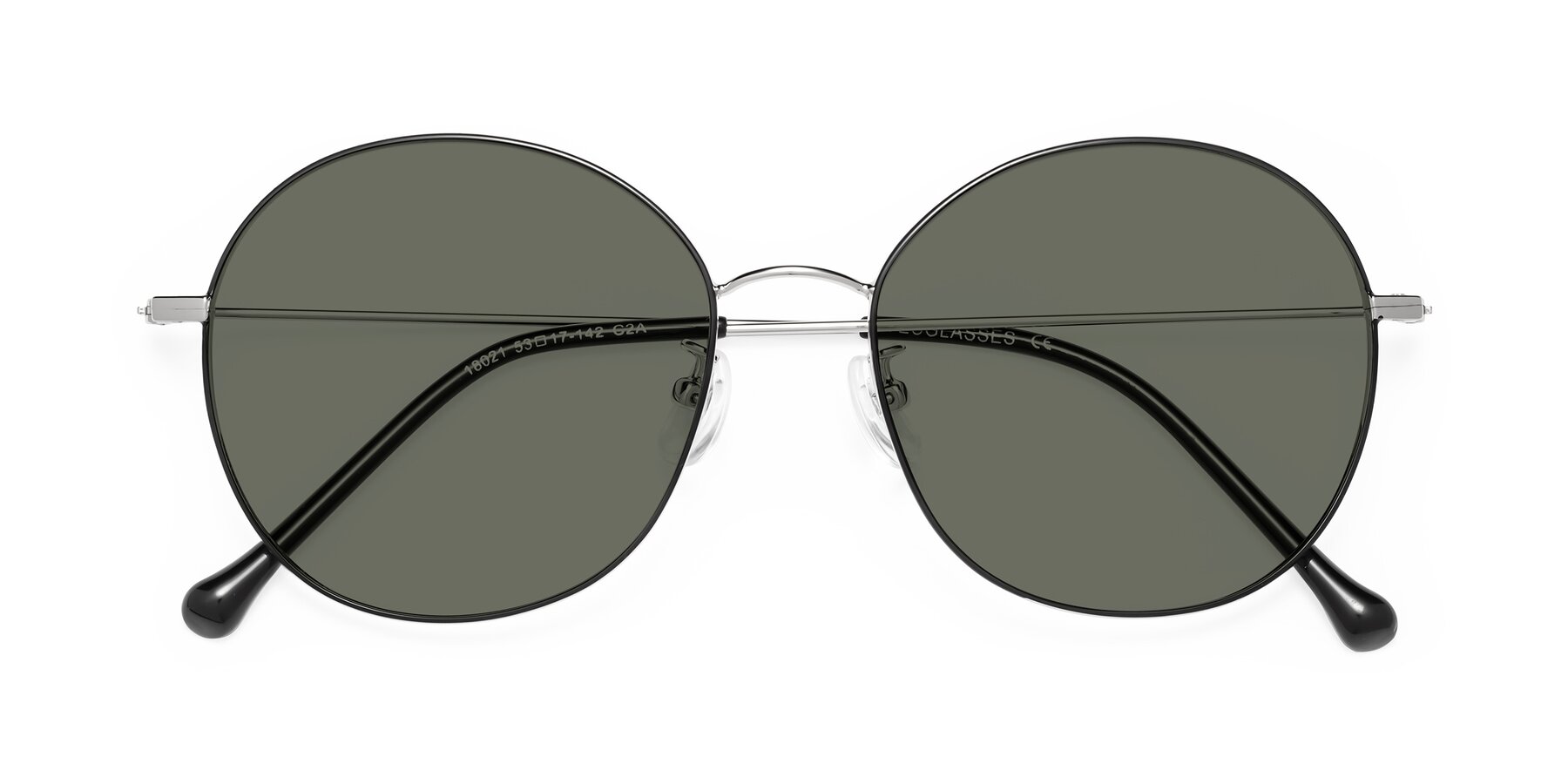 Folded Front of Dallas in Black-Silver with Gray Polarized Lenses