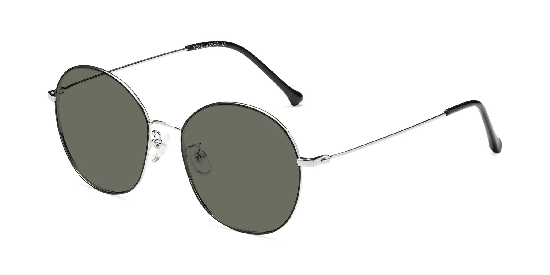 Angle of Dallas in Black-Silver with Gray Polarized Lenses