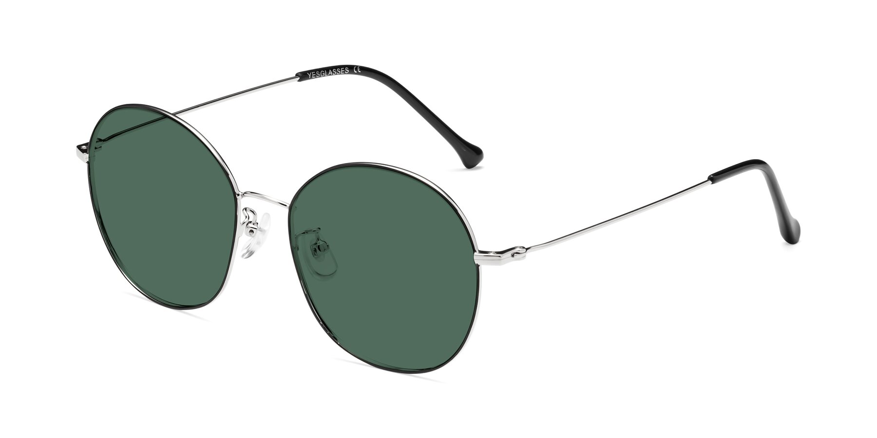 Angle of Dallas in Black-Silver with Green Polarized Lenses