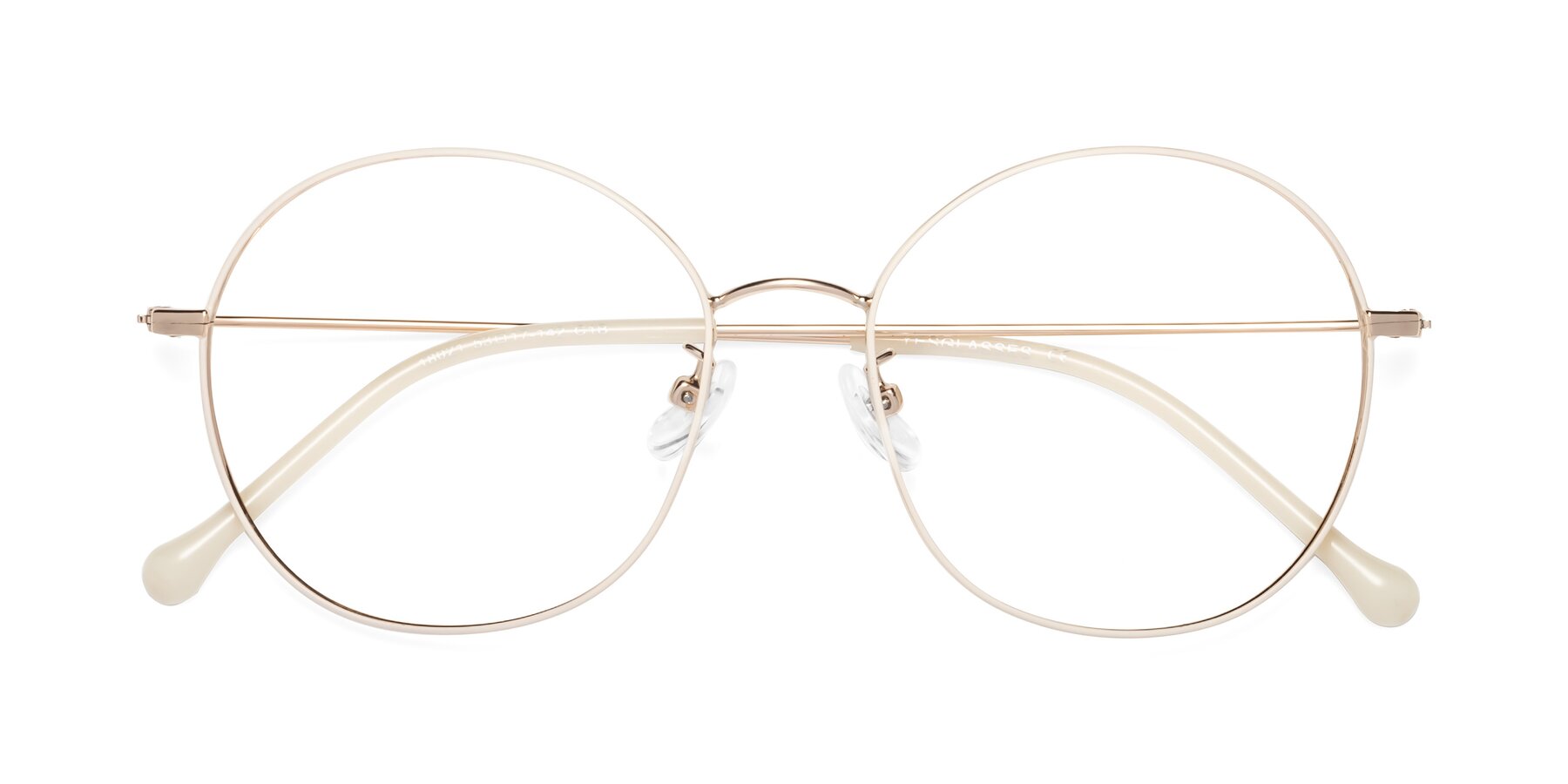 Folded Front of Dallas in White-Gold with Clear Blue Light Blocking Lenses